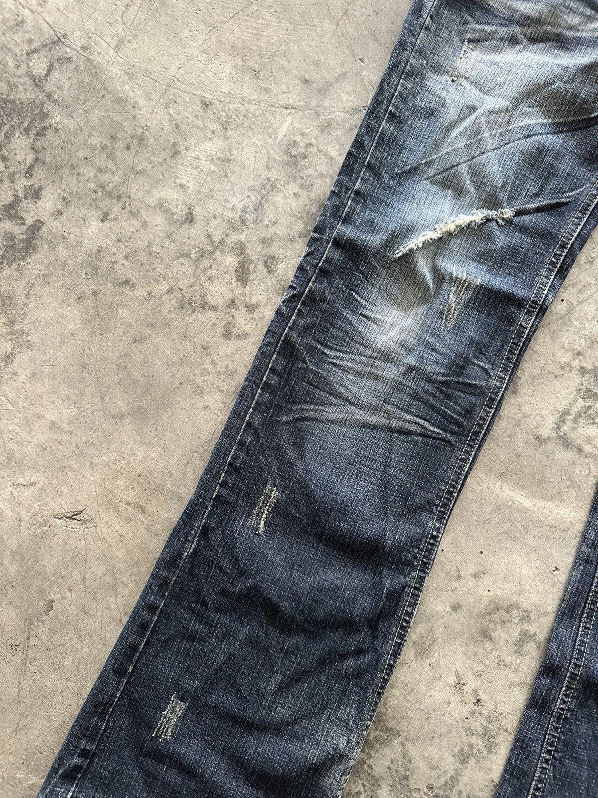 If Six Was Nine Y2K Japanese Whisker Wash Flared Jeans Size 33" - 8 Thumbnail