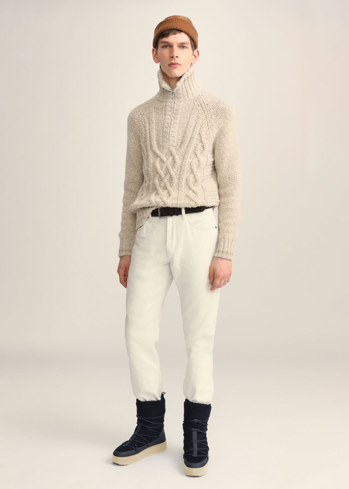 Loro Piana o1srvl11e1124 Half-Zip Cashmere Mezzocollo Sweater in Beige Size US XL / EU 56 / 4 - 1 Thumbnail