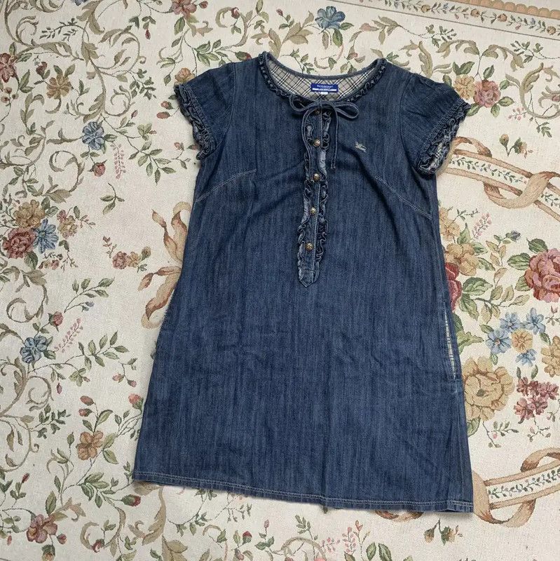 Burberry Burberry Blue Cotton Women's Dress Size S / US 4 / IT 40 - 1 Thumbnail