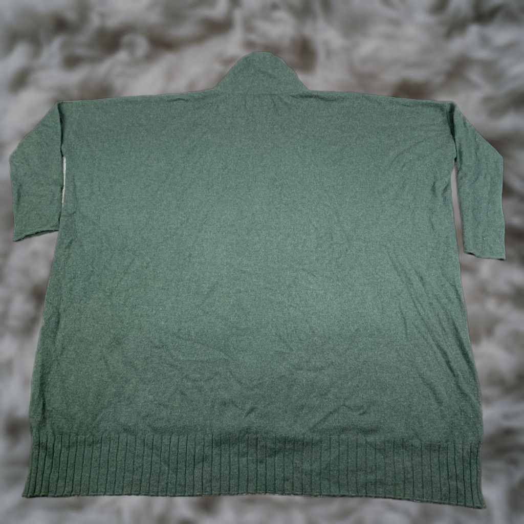 Kinross Cashmere Sweater Women's Small Green Tunic Full Zip Up