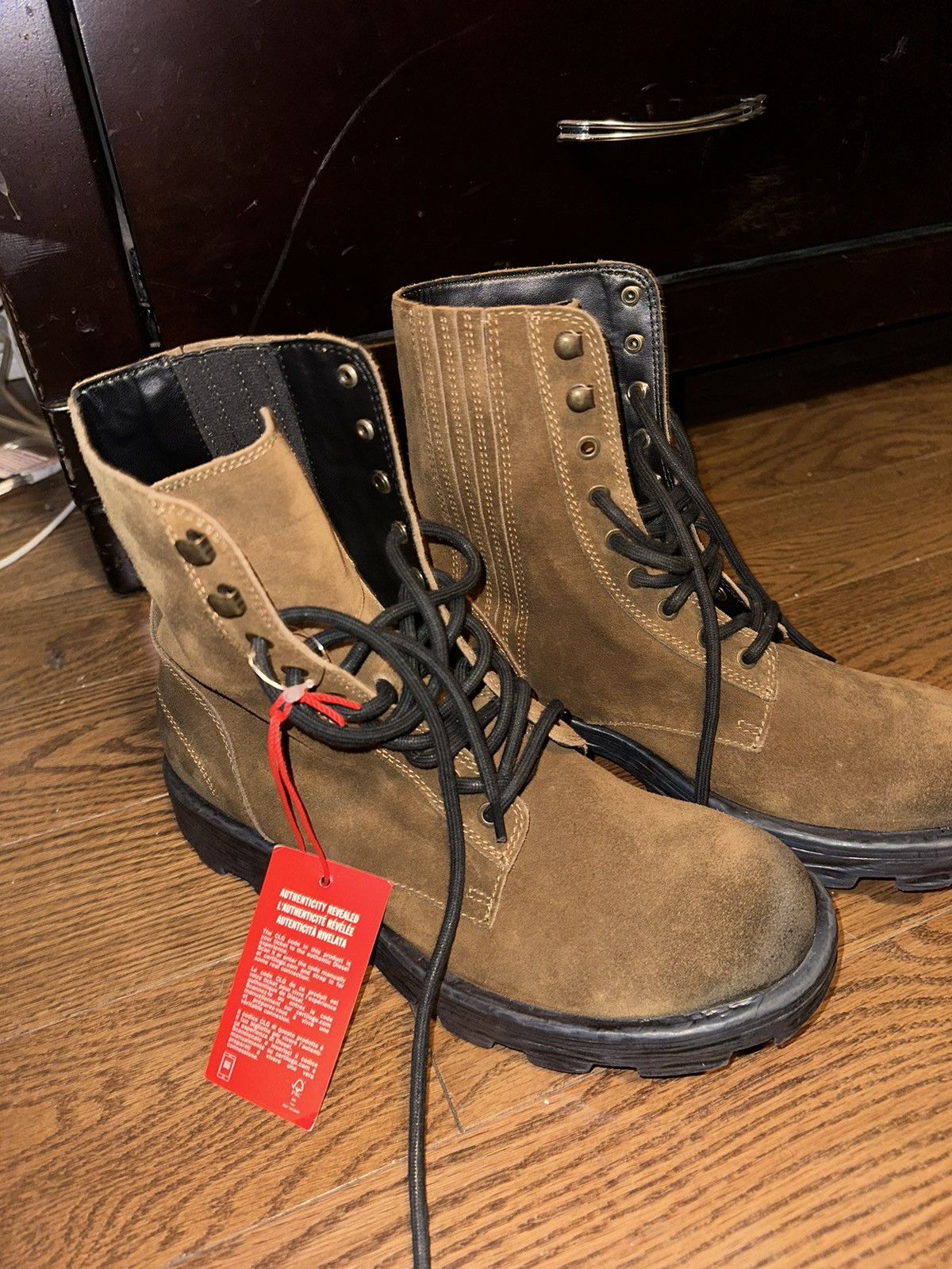 Diesel DIESEL D-HAMMER BT Combat Boots - Walnut Brown Oiled Suede Size US 10.5 / EU 43-44 - 14 Thumbnail