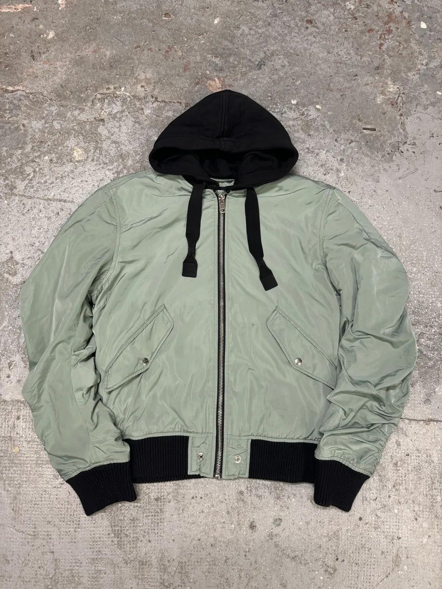 Diesel Diesel Light Green Spinal Embroidered Back Hooded Bomber Jacket Size US M / EU 48-50 / 2 - 2 Thumbnail