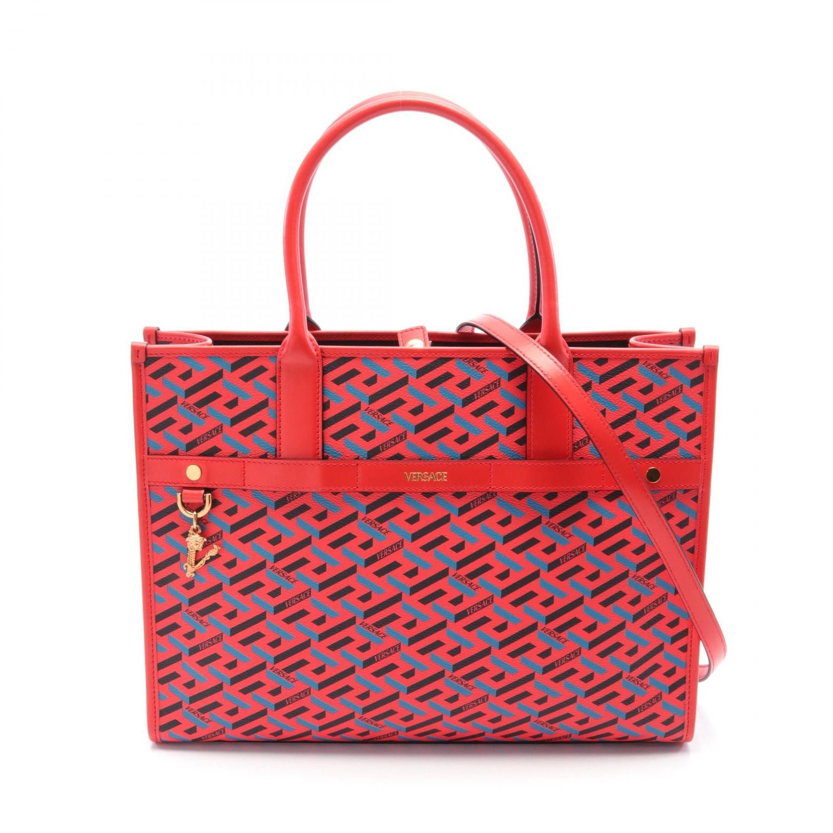 Versace Versace La Greca Signature Tote Bag Canvas Tote Bag in Great Condition Size ONE SIZE - 1 Thumbnail