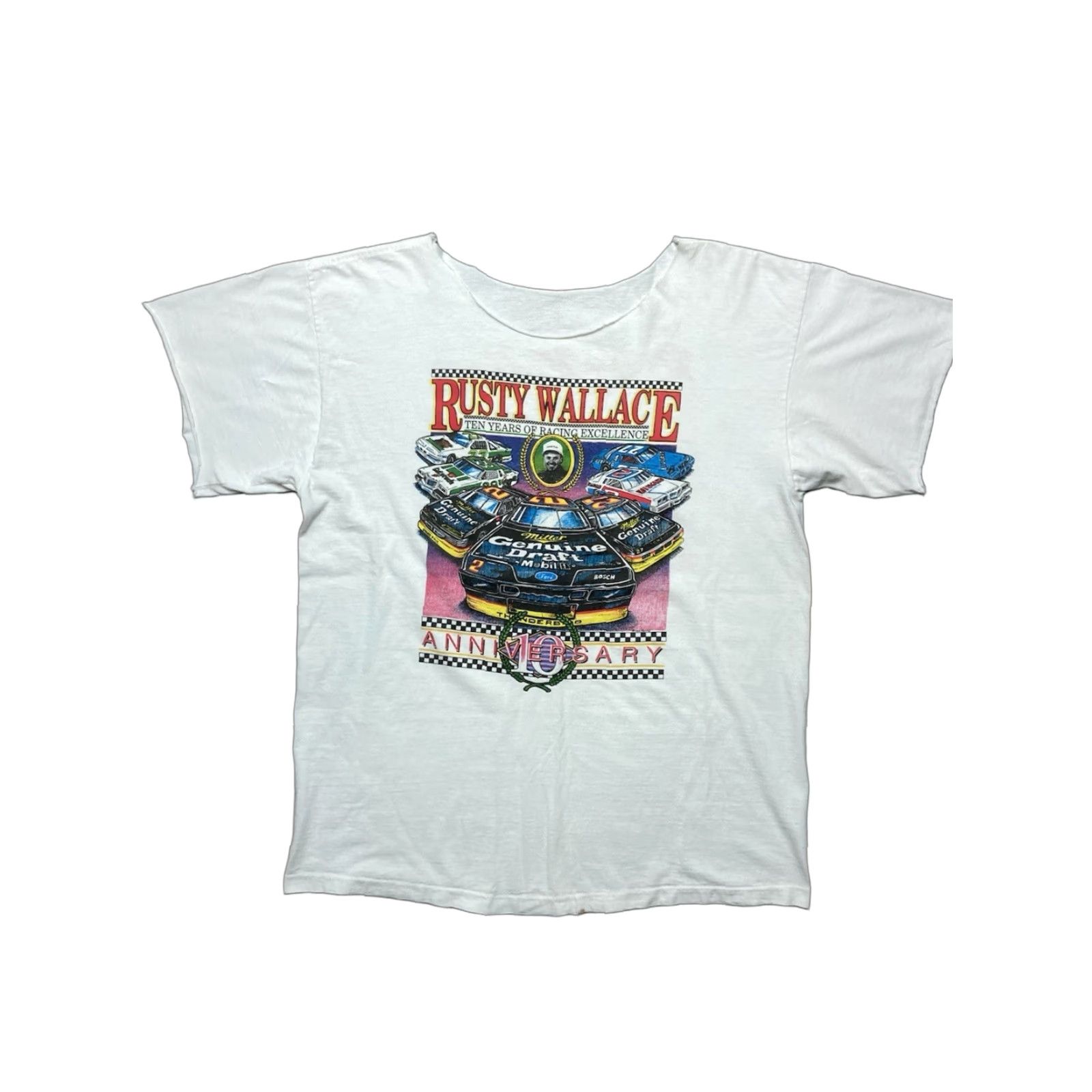 Rusty VINTAGE Rusty Wallace Nascar 90s T-Shirt Graphic Men XL White Shirt Adults Mens Size US XL / EU 56 / 4 - 1 Thumbnail