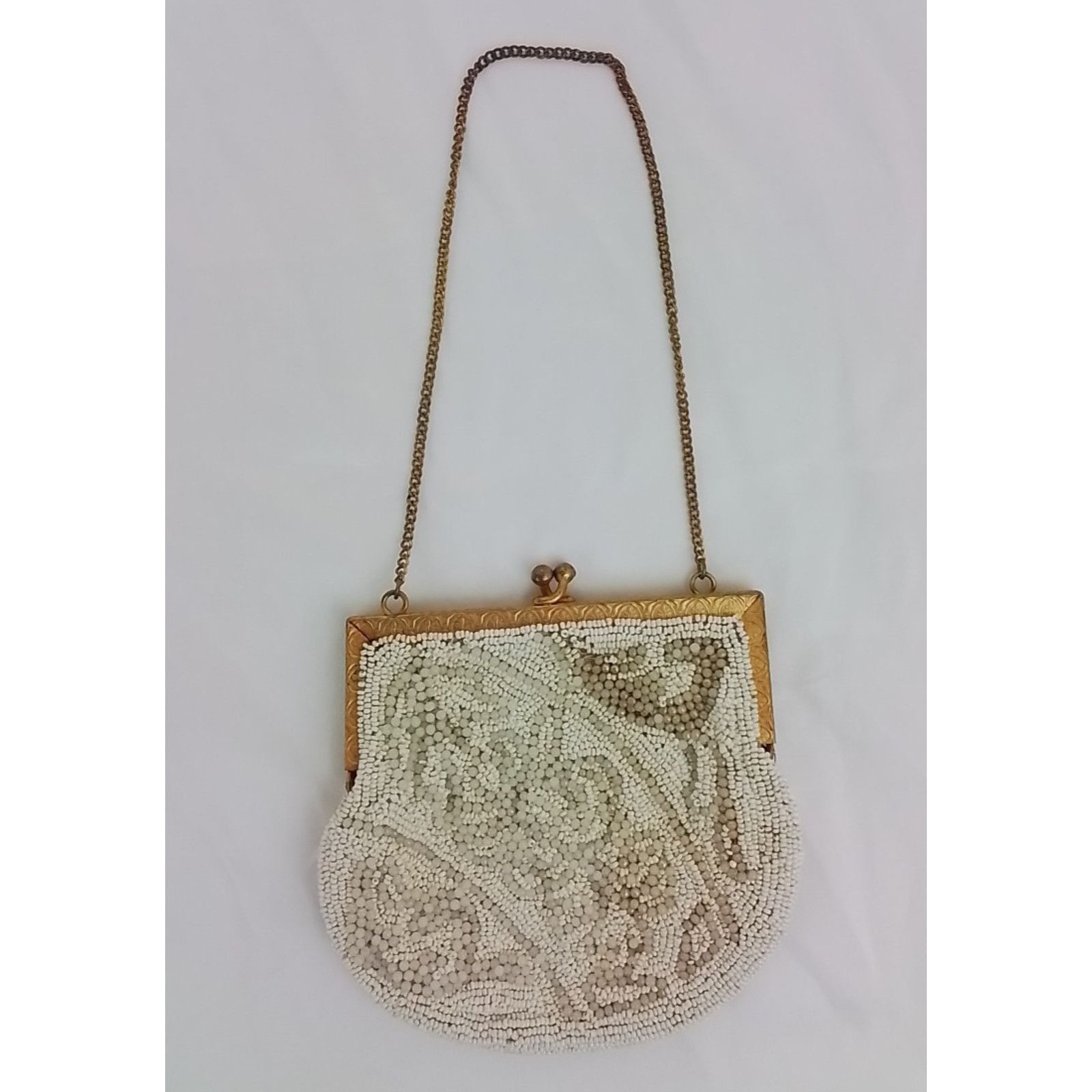 Longchamp Longchamps Beaded Purse/Handbag White and Gold Antique 1920s Size ONE SIZE - 3 Thumbnail