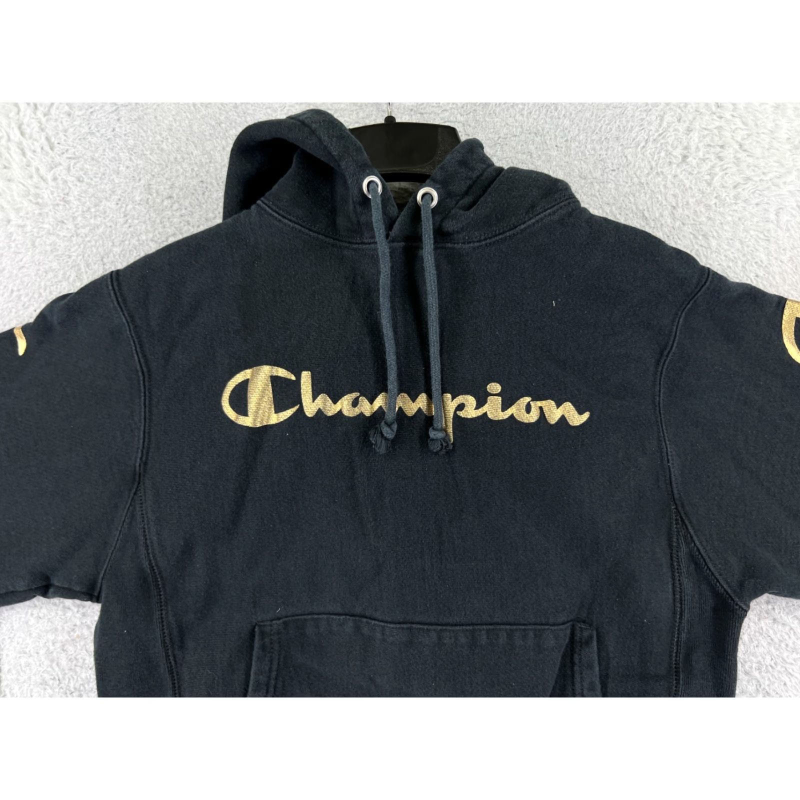 Champion Champion Hoodie Men Adult Small Black Reverse Weave Sweatshirt Logo Pullover Regular Cotton Blend Jersey Knit Size US S / EU 44-46 / 1 - 7 Thumbnail