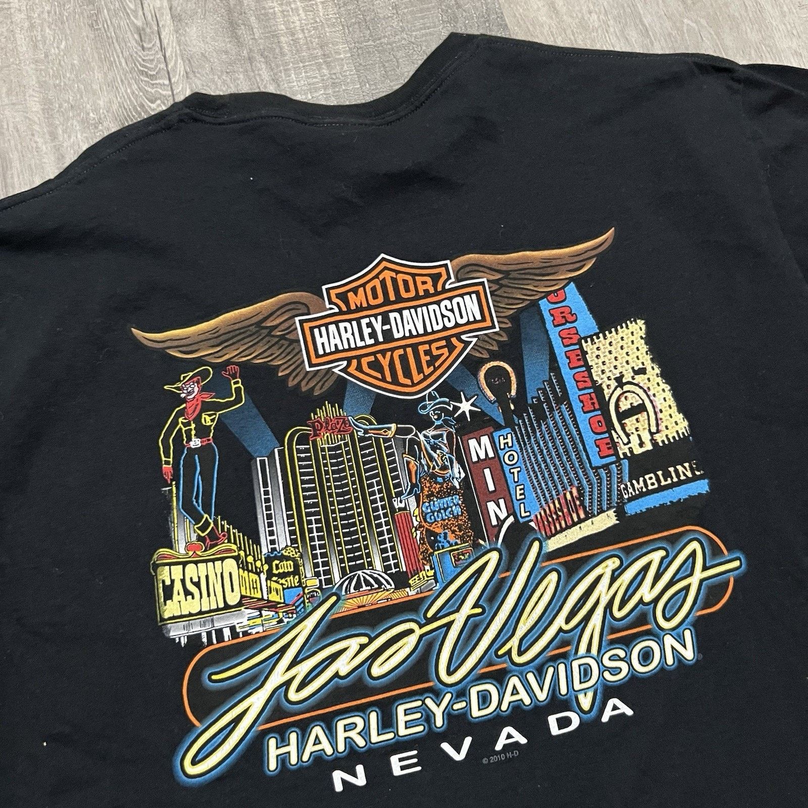 Harley Davidson VTG Harley Davidson Black Skull Print Las Vegas Biker Shirt Size US XXL / EU 58 / 5 - 5 Thumbnail