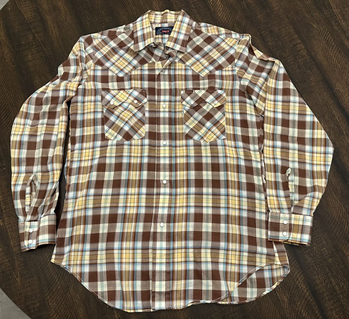 Levi's VTG Levis Pearl Snap Big E Western Plaid Sawtooth Mens Sz M Size US M / EU 48-50 / 2 - 1 Thumbnail