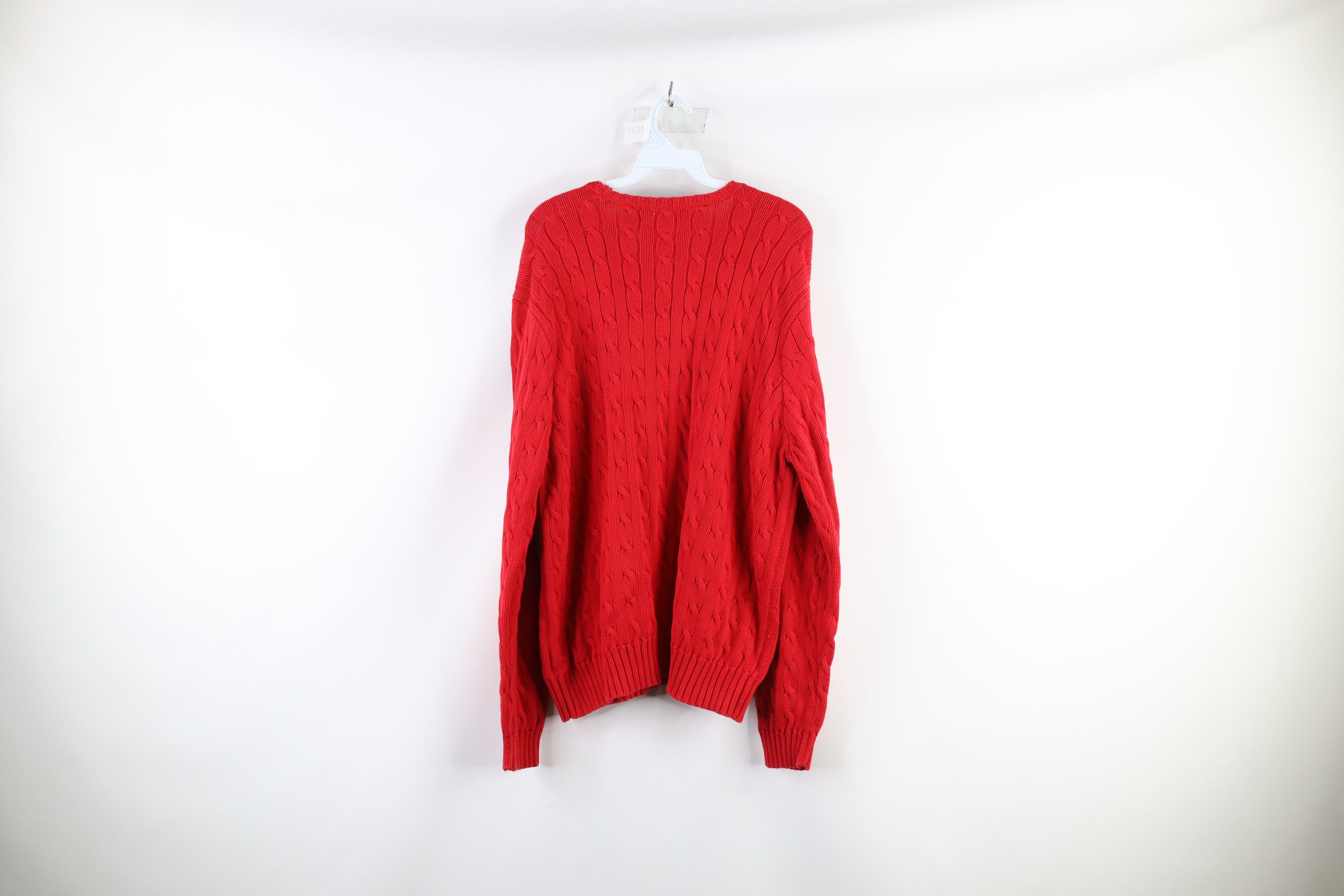 Polo Ralph Lauren Vintage 90s Ralph Lauren Cable Knit Crewneck Sweater Red Size US XL / EU 56 / 4 - 6 Thumbnail