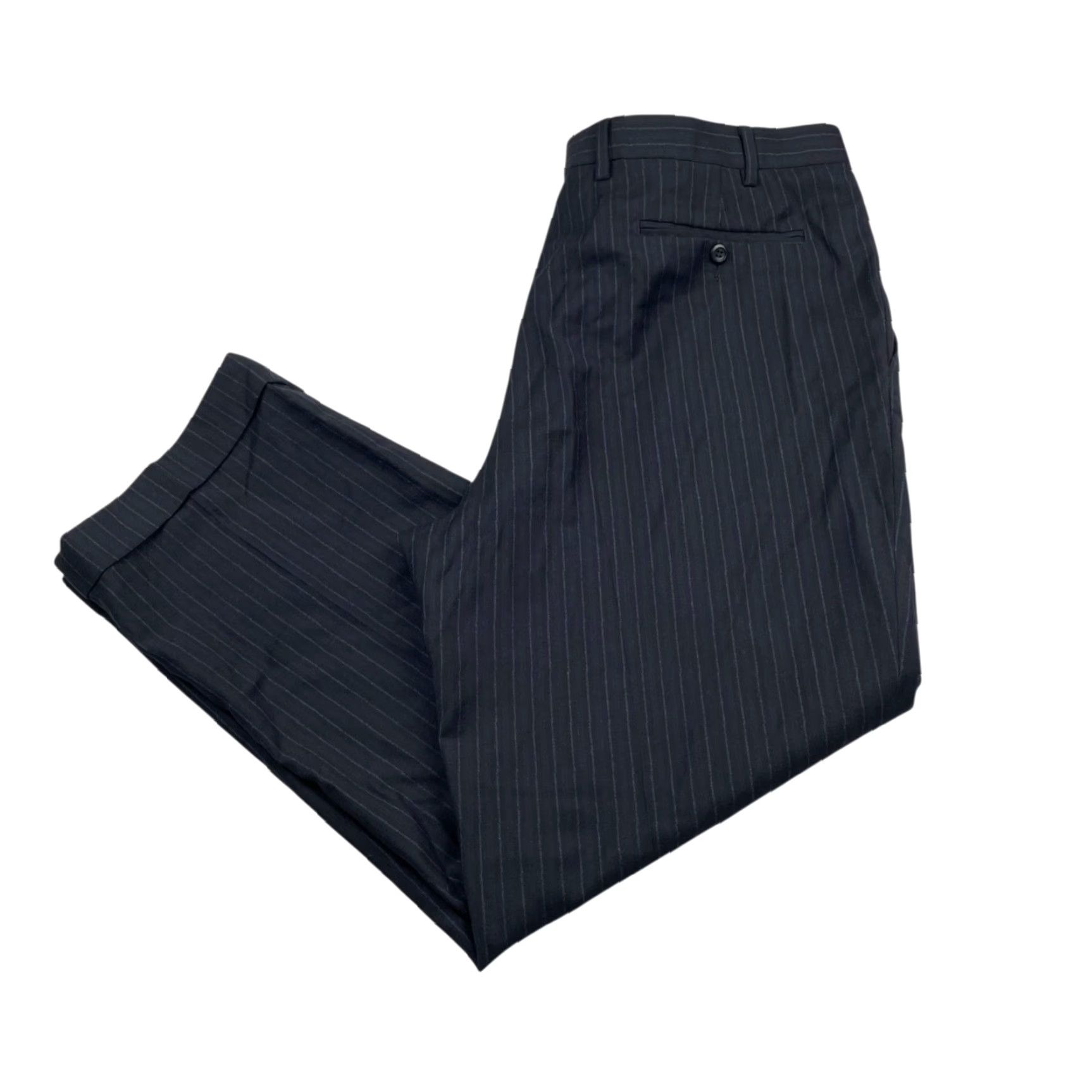 Vintage Mabitex Men’s 100% Wool Flannel Dress Pants Brown/Navy Stripe Italy 38x28 Beige? Size US 38 / EU 54 - 2 Thumbnail