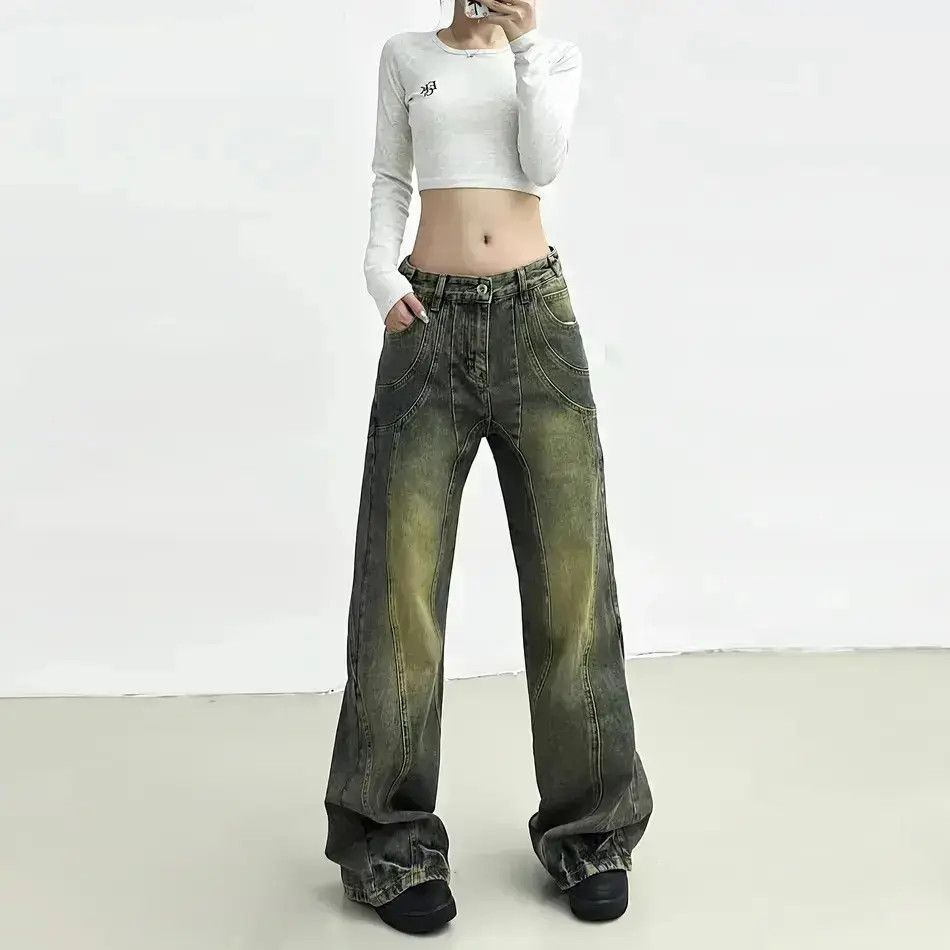 Japanese Brand Retro washed straight leg wide leg jeans Size US 32 / EU 48 - 2 Thumbnail