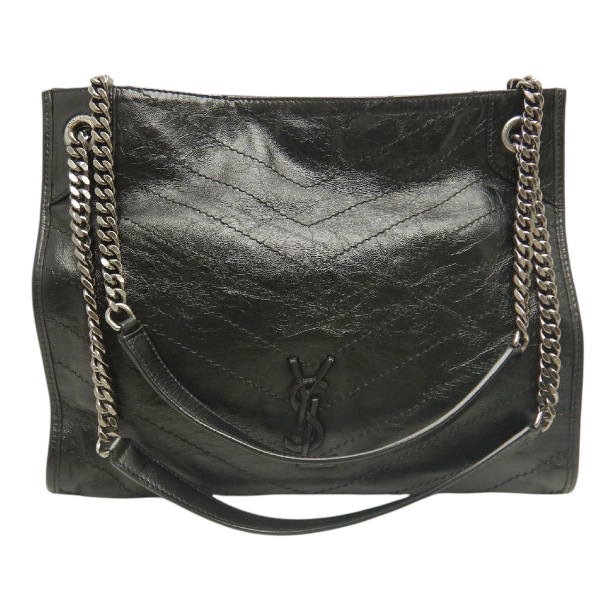 Saint Laurent Paris Crinkled Calfskin Monogram Niki Shopper Tote Size ONE SIZE - 1 Thumbnail