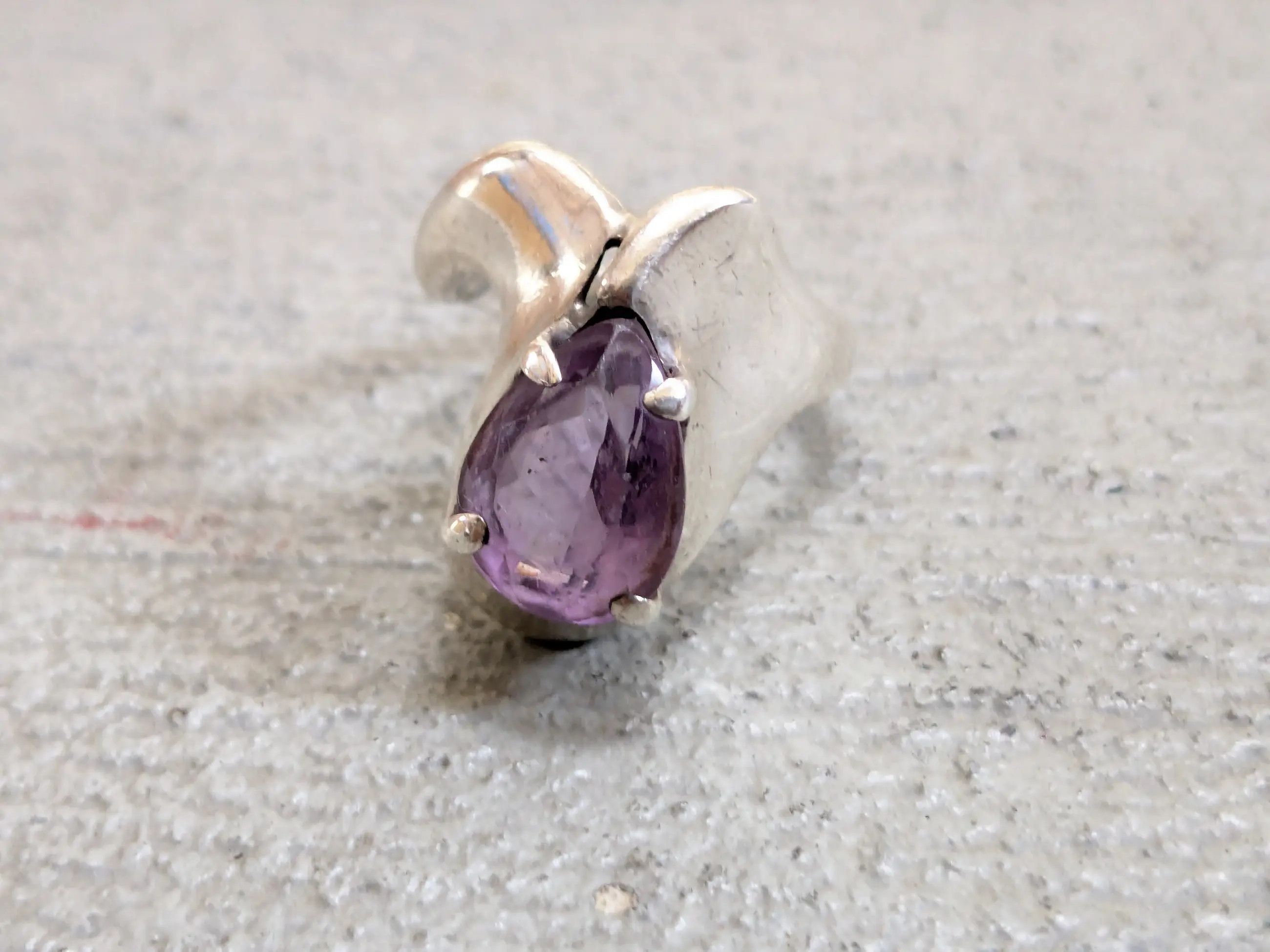 Vintage Vintage Sterling Silver Ring 6.75 Amethyst Modern Abstract Size ONE SIZE - 3 Thumbnail