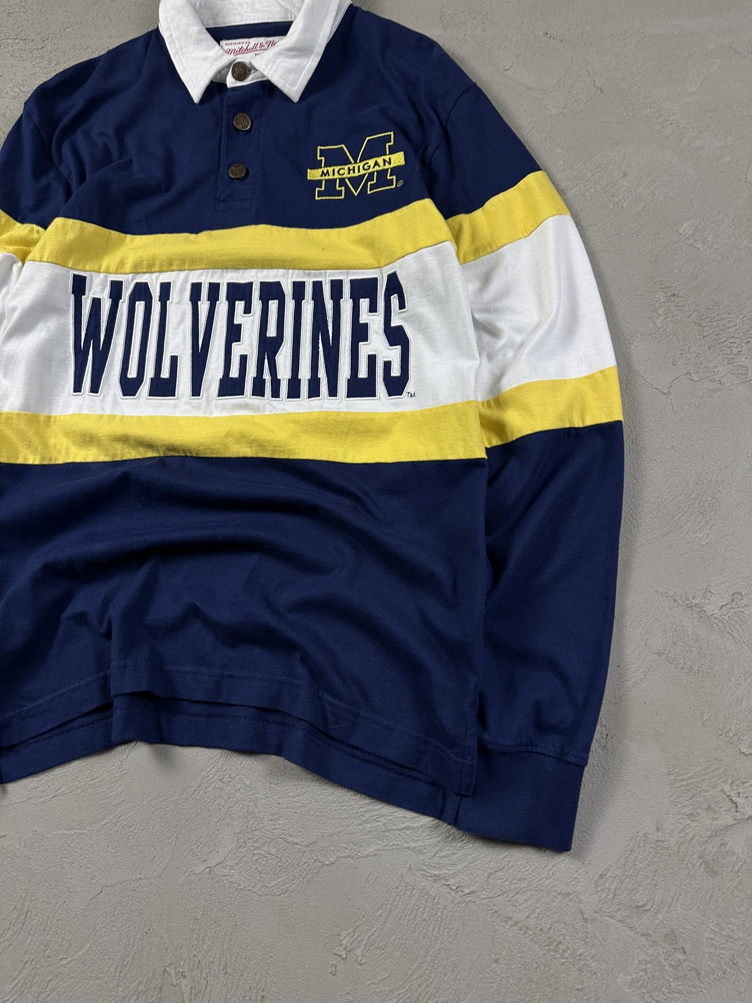 Mitchell & Ness Vintage Y2k Mitchell & Ness Michigan Wolverines Rugby Polo Size US S / EU 44-46 / 1 - 5 Thumbnail
