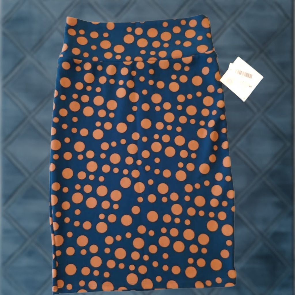 Vintage LuLaRoe Skirt Women S Knee Length Blue Polka Dot Pull On Pencil Stretch Knit Polyester Spandex Regular Modern Casual Size 28" / US 6 / IT 42 - 1 Thumbnail