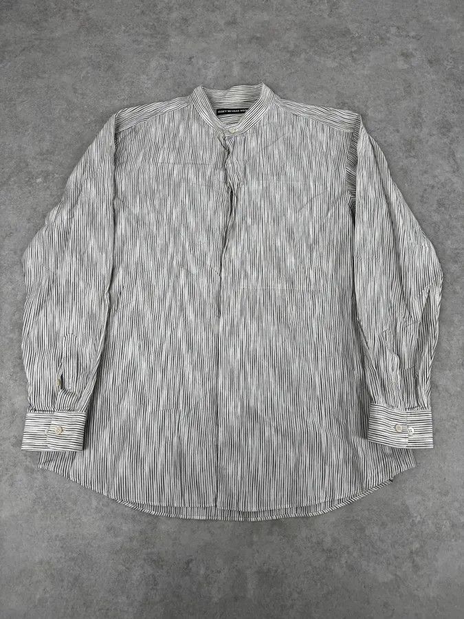 Issey Miyake Issey Miyake White Striped Officier Collar Shirt Size US L / EU 52-54 / 3 - 1 Thumbnail
