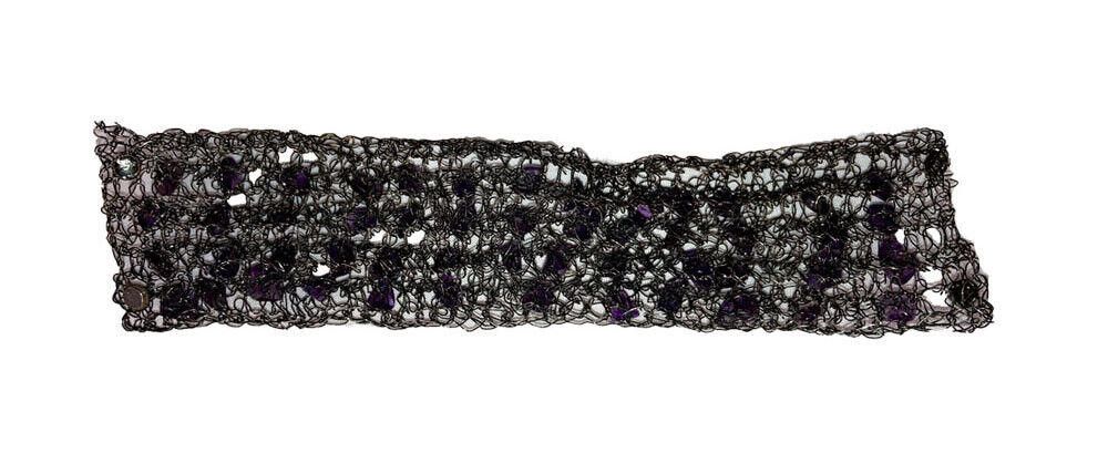Handmade Artisan Hand Made Purple Amethyst Woven Wire Bracelet Size ONE SIZE - 6 Thumbnail