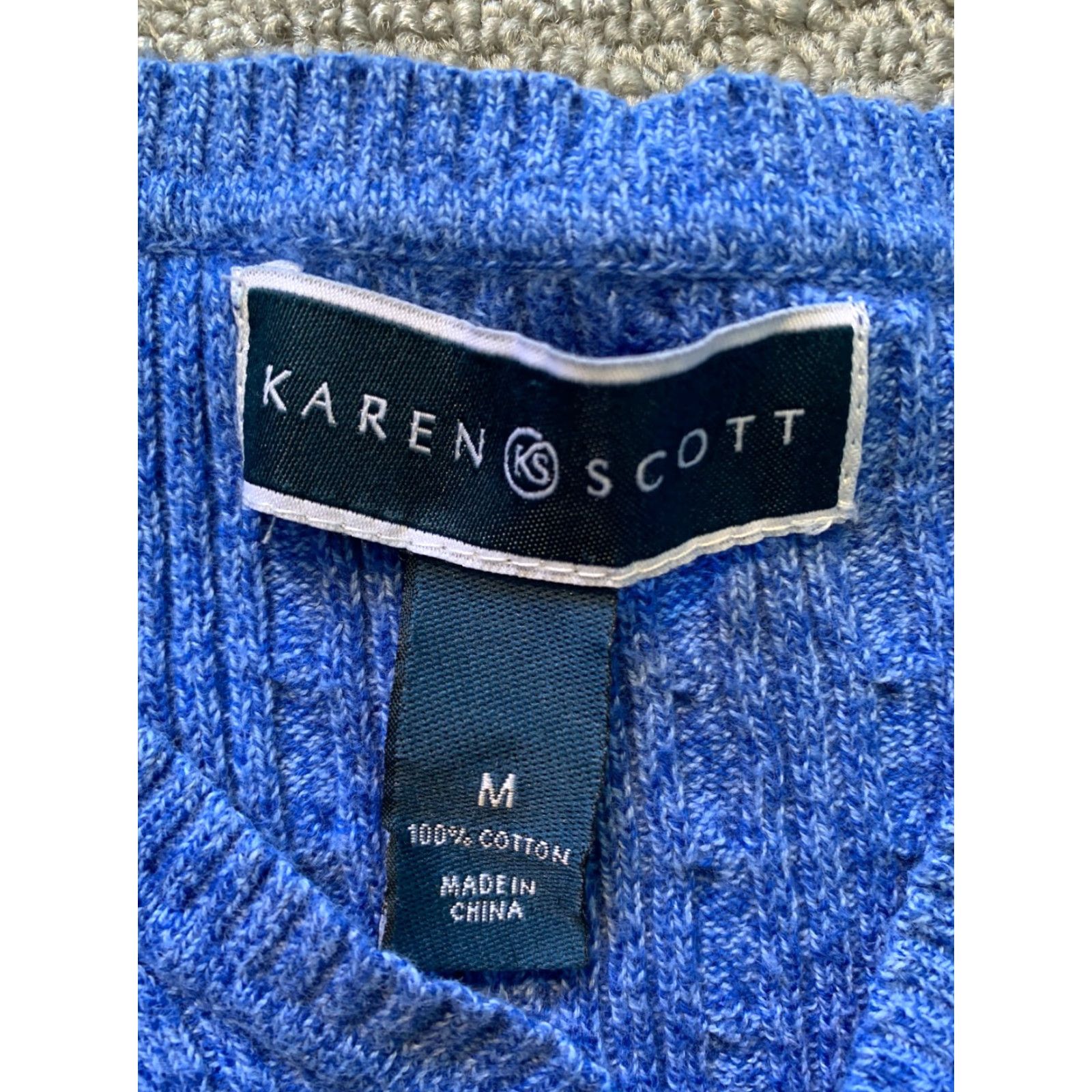 Vintage Karen Scott Woman’s Long Sleeve Sweater Adult Medium Blue Cotton Knit Womens Size M / US 6-8 / IT 42-44 - 2 Thumbnail