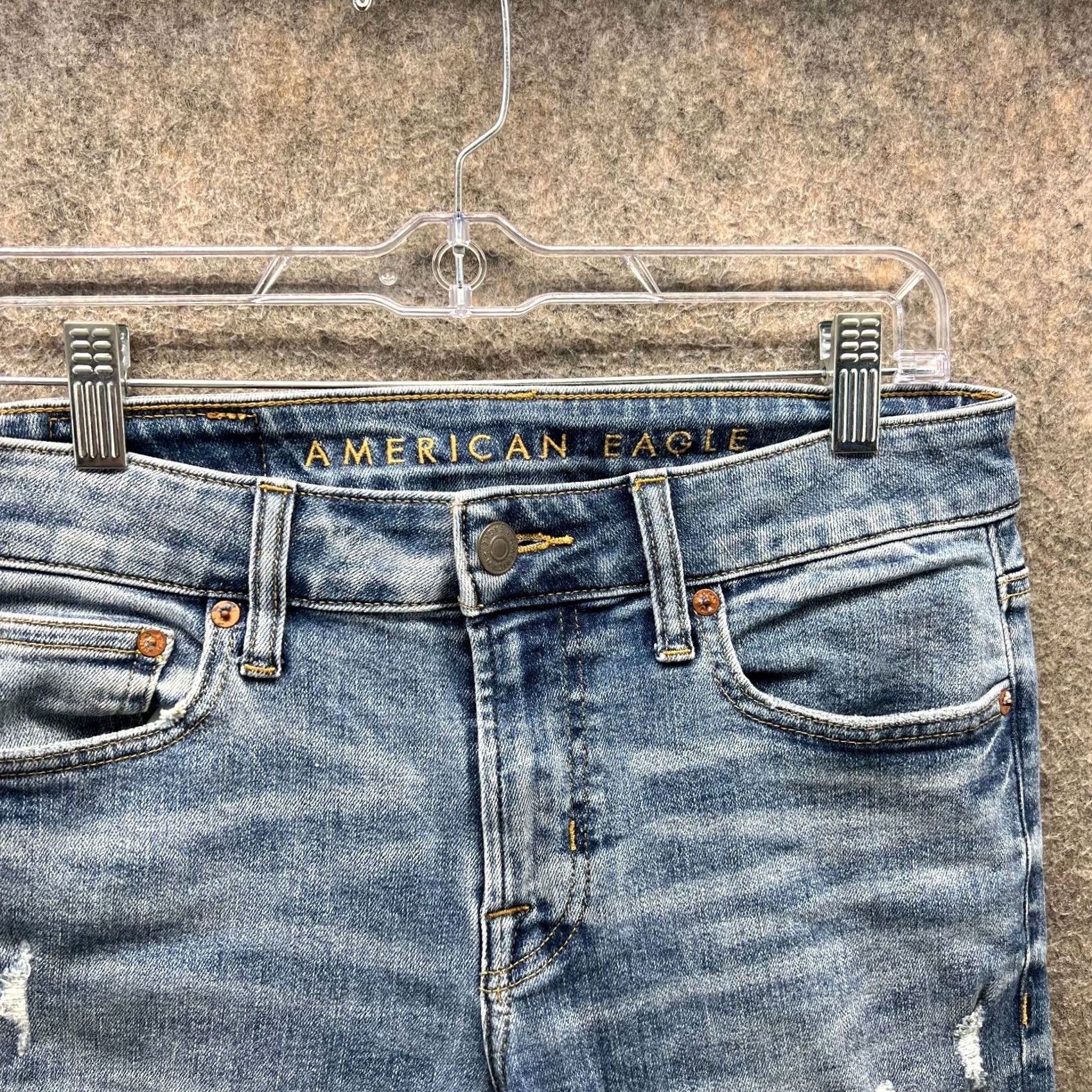 American Eagle Outfitters VINTAGE American Eagle Outfitters Jeans Mens 30x30 Blue Denim Slim Distressed 30 Regular Mens Jeans Distressed Blue Denim 30x30 Size US 30 / EU 46 - 6 Thumbnail