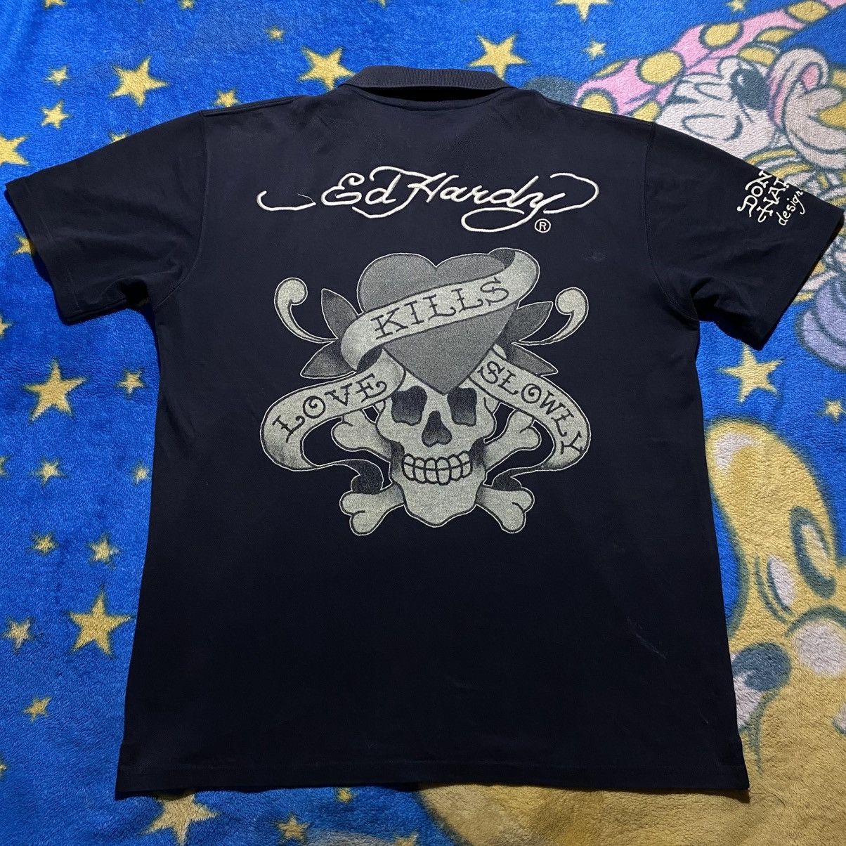 Ed Hardy Y2k Ed Hardy Love Kills Slowly Polo Shirt Size US XL / EU 56 / 4 - 1 Thumbnail
