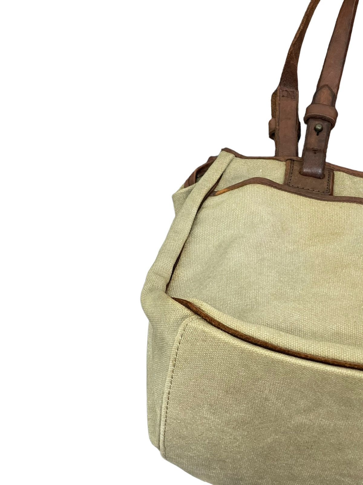 Japanese Brand Leather Cotton Canvas Paquet Shoulder Bag 4🟩 Size ONE SIZE - 7 Thumbnail