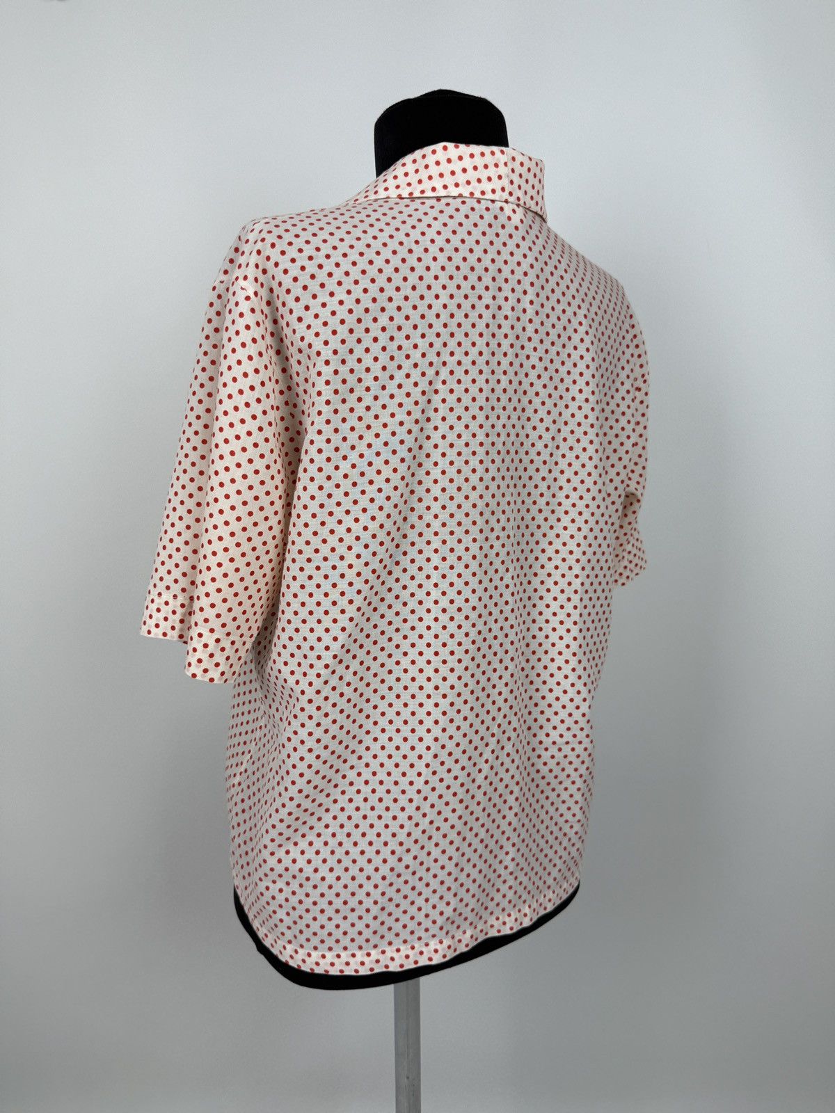 Vintage 60s 70s Vintage Red Polka Dot Pin Up Pullover Shirt Blouse Size XL / US 12-14 / IT 48-50 - 2 Thumbnail