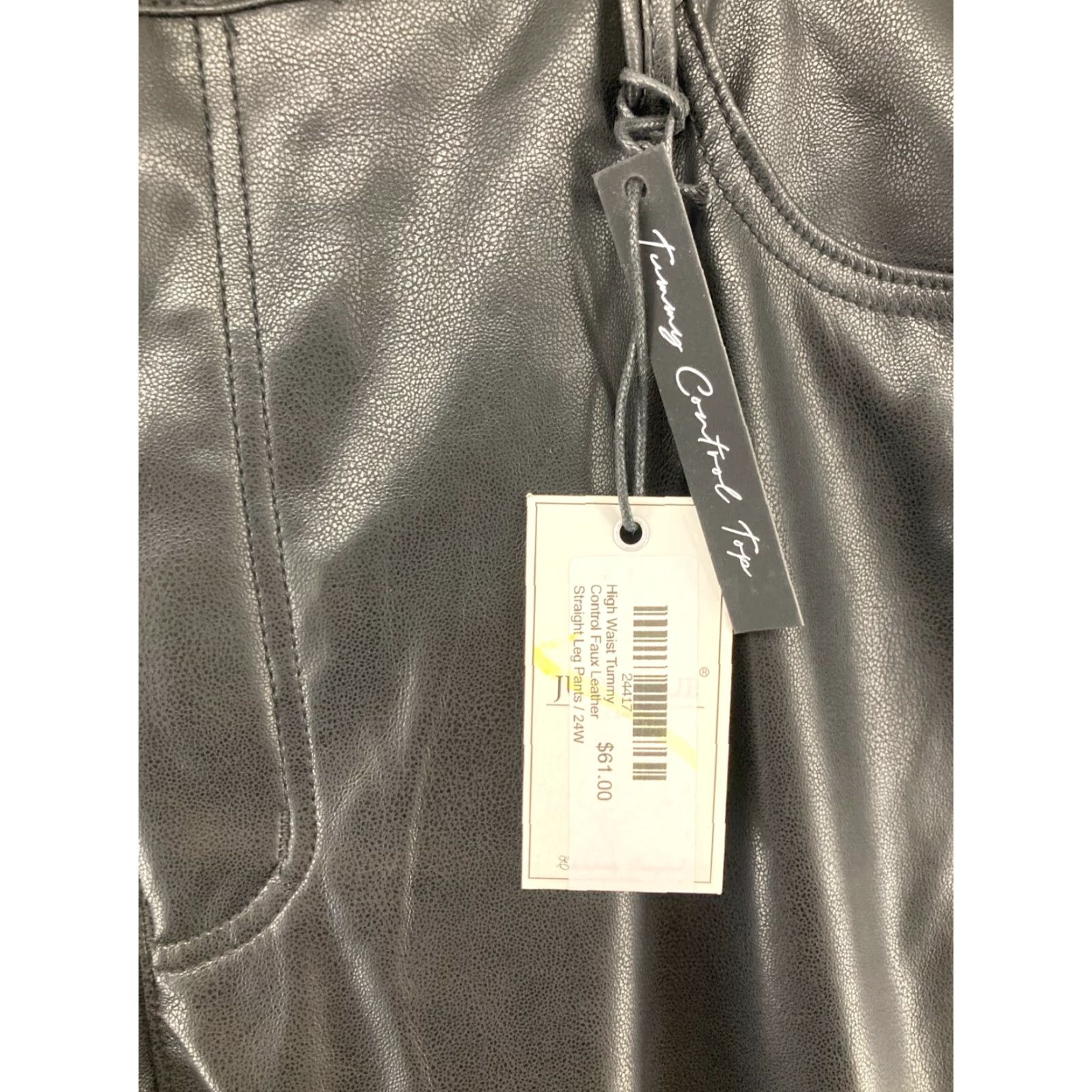 Vintage Judy Blue Pleather Pants Womens 24W Faux Black Leather NWT High Rise Straight Pants Size 42" / US 20 - 7 Thumbnail