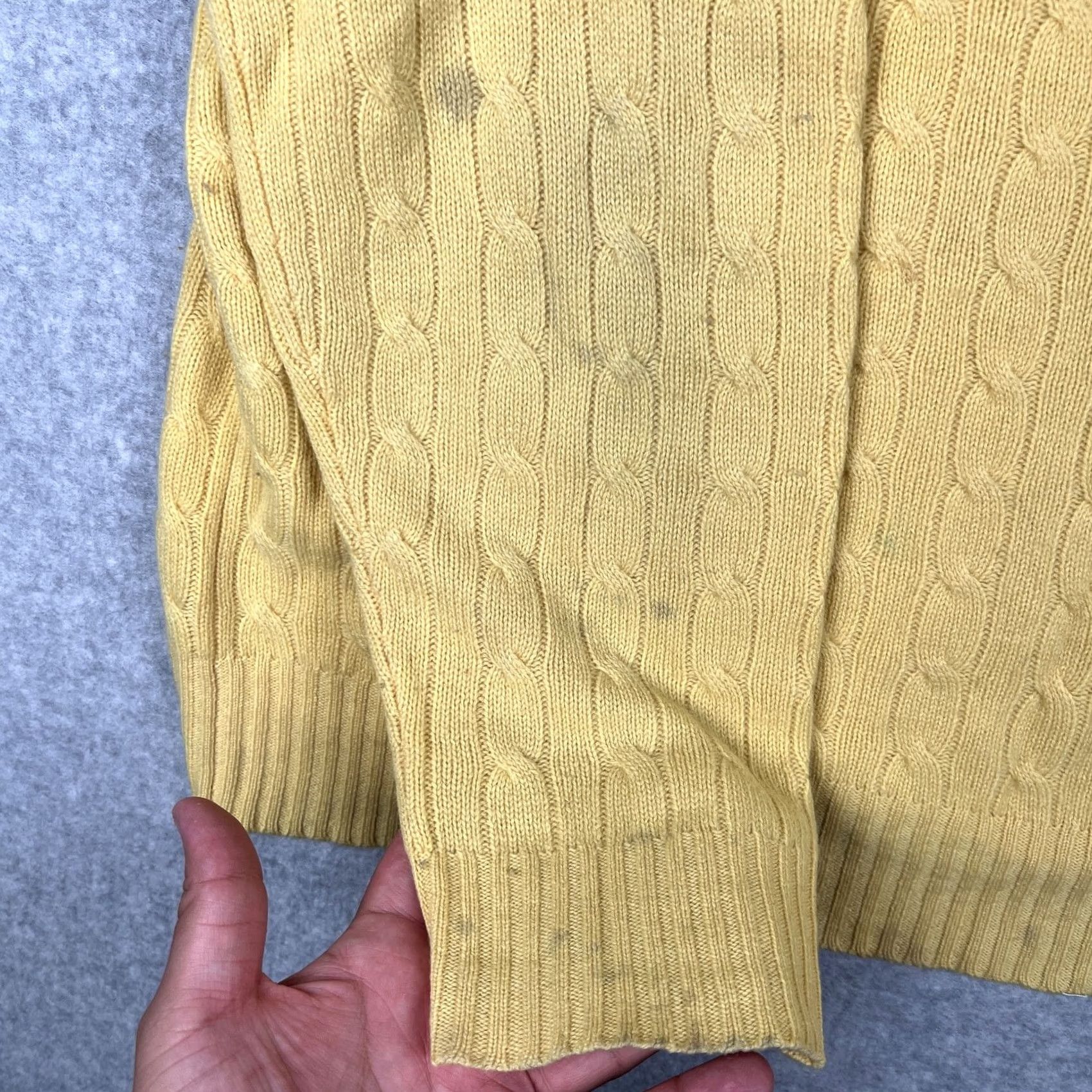 Polo Ralph Lauren Polo Ralph Lauren 100% Cashmere Cable Knit Crew Sweater 2XL Mens Yellow READ Size US XXL / EU 58 / 5 - 6 Thumbnail