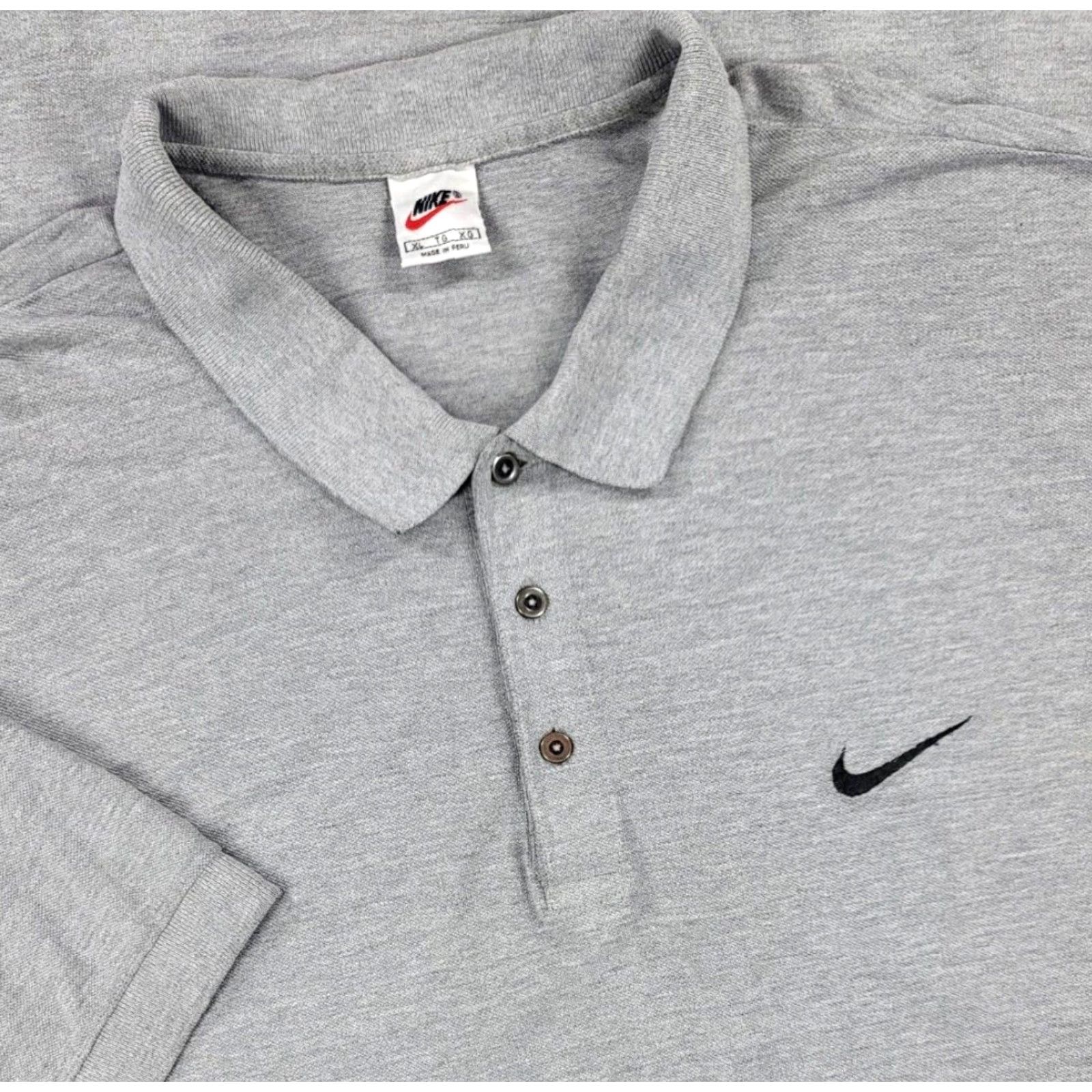 Nike VINTAGE Nike Polo Shirt Men Gray Solid Embroidered Swoosh 90s Nike Sportswear Polo Shirt Gray XL Men Oversized 90s Nike Polo Shirt Mens Size US XL / EU 56 / 4 - 2 Thumbnail
