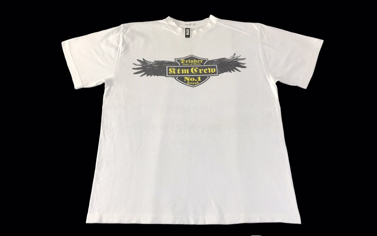Japanese Brand KTM Crew Drinker Lover Of Music Skull Wing Logo Printed Size US XL / EU 56 / 4 - 1 Thumbnail