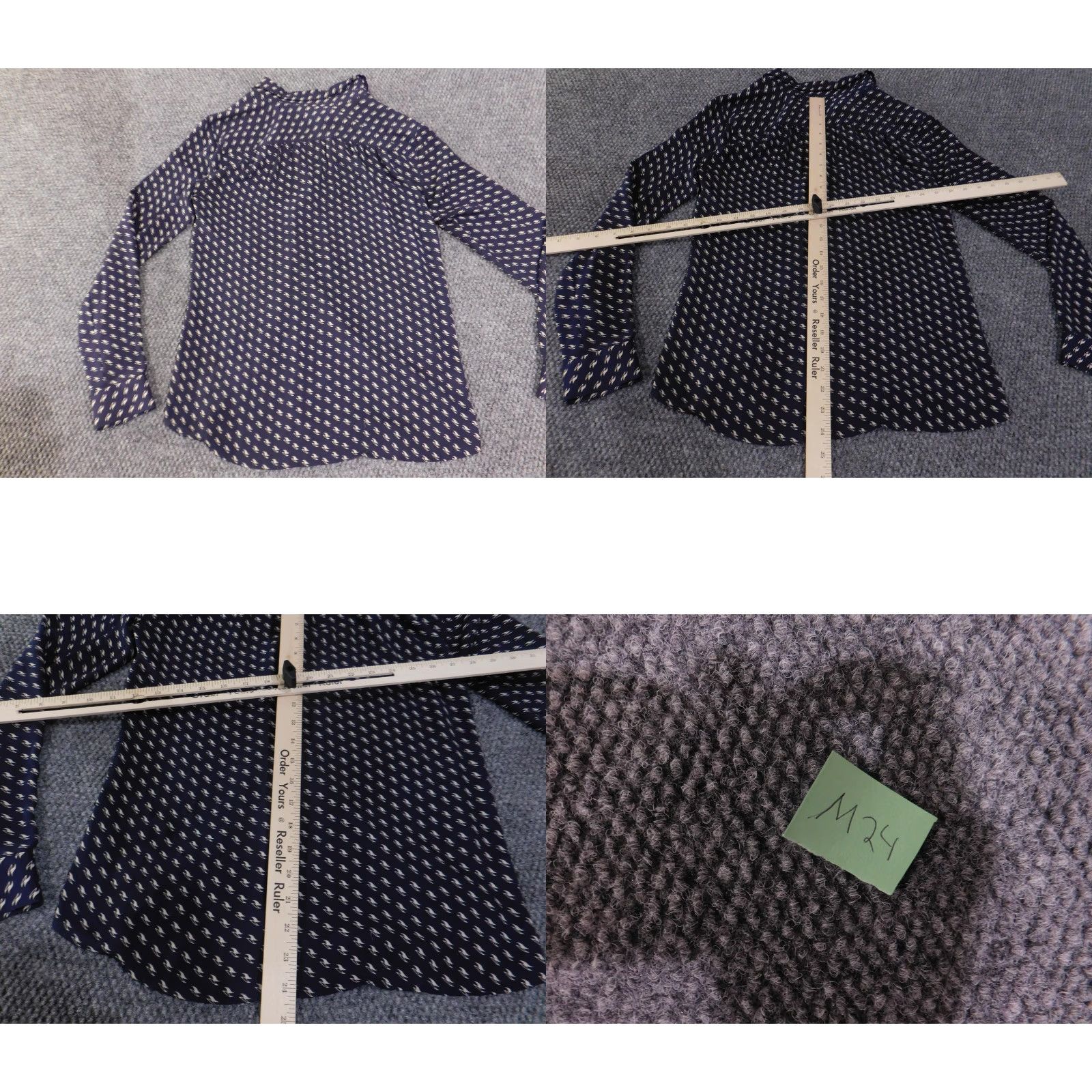 Loft VINTAGE LOFT Button-Up Shirt Womens XS Blue Geometric Print Long Sleeve Polyester Basic Size XS / US 0-2 / IT 36-38 - 9 Thumbnail