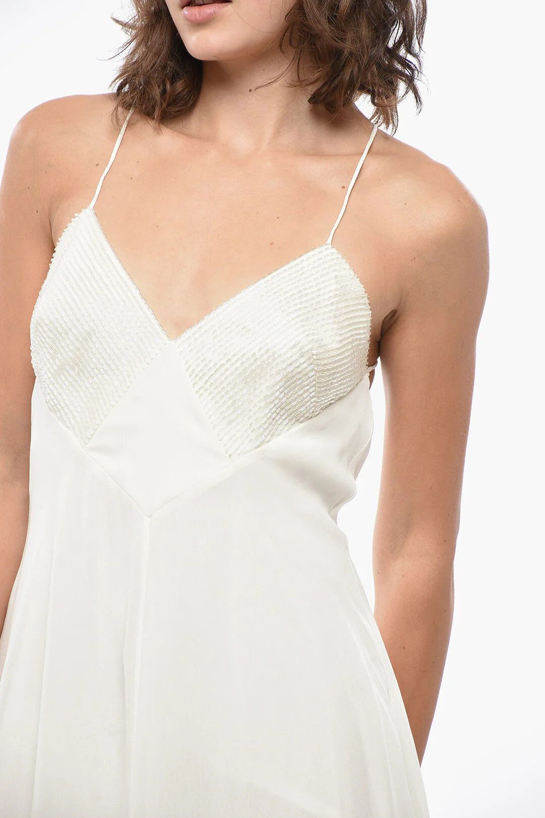Max Mara og1mm0426 Silk Maxi Dress in White Size M / US 6-8 / IT 42-44 - 3 Thumbnail