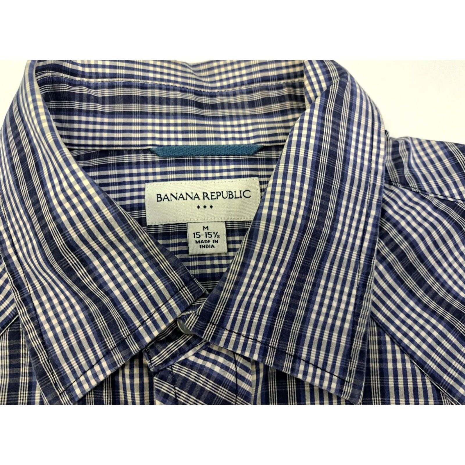 Banana Republic Banana Republic Shirt Mens Long Sleeve Pearl Snap Blue/Wht Plaid 15/15.5 Regular Cotton Western Cowboy Vintage: No Size US M / EU 48-50 / 2 - 3 Thumbnail