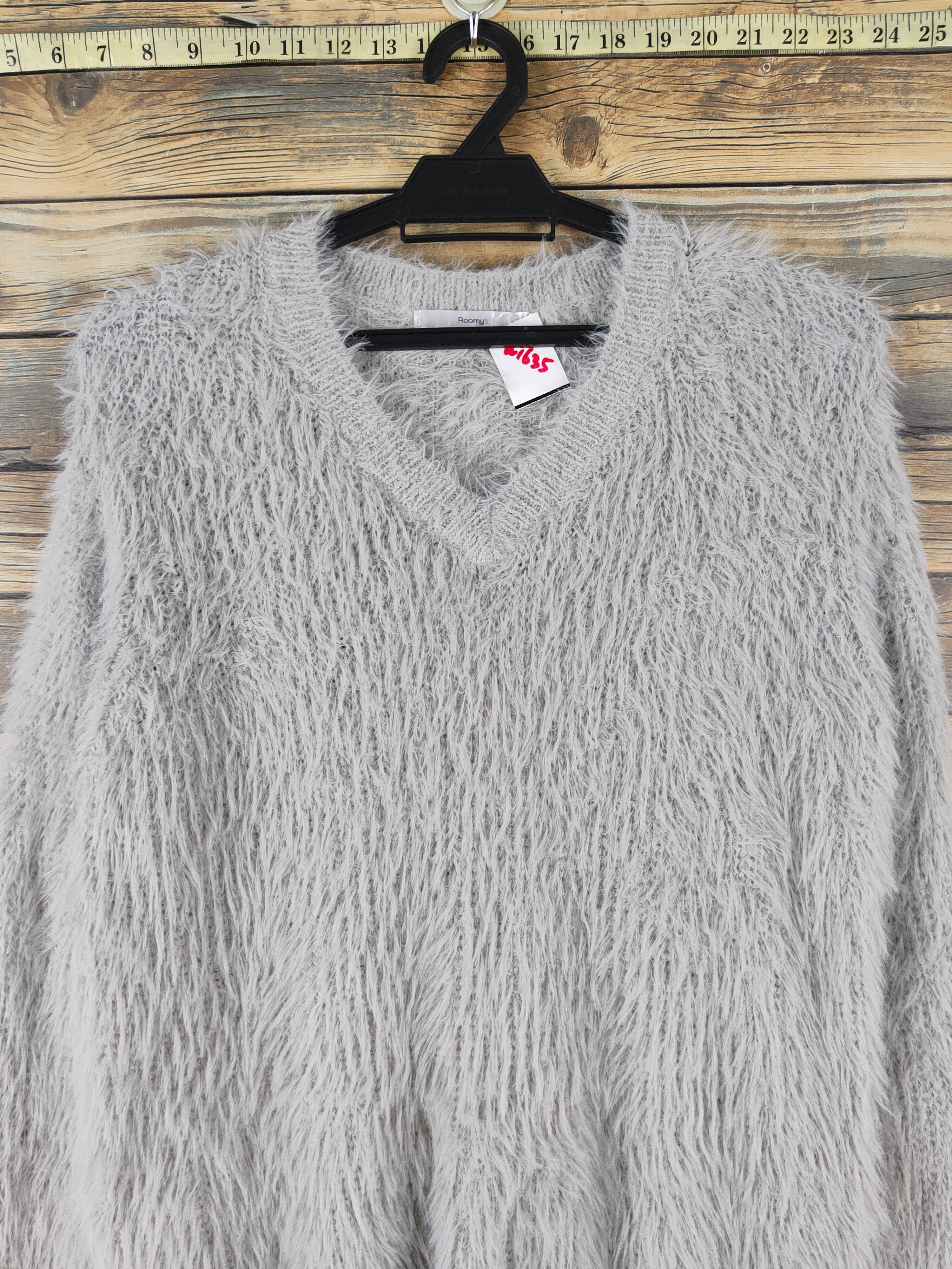 Aran Isles Knitwear Roomy's Gray Shag Shaggy Fur Mohair Knitwear #W1635 Size US M / EU 48-50 / 2 - 2 Thumbnail