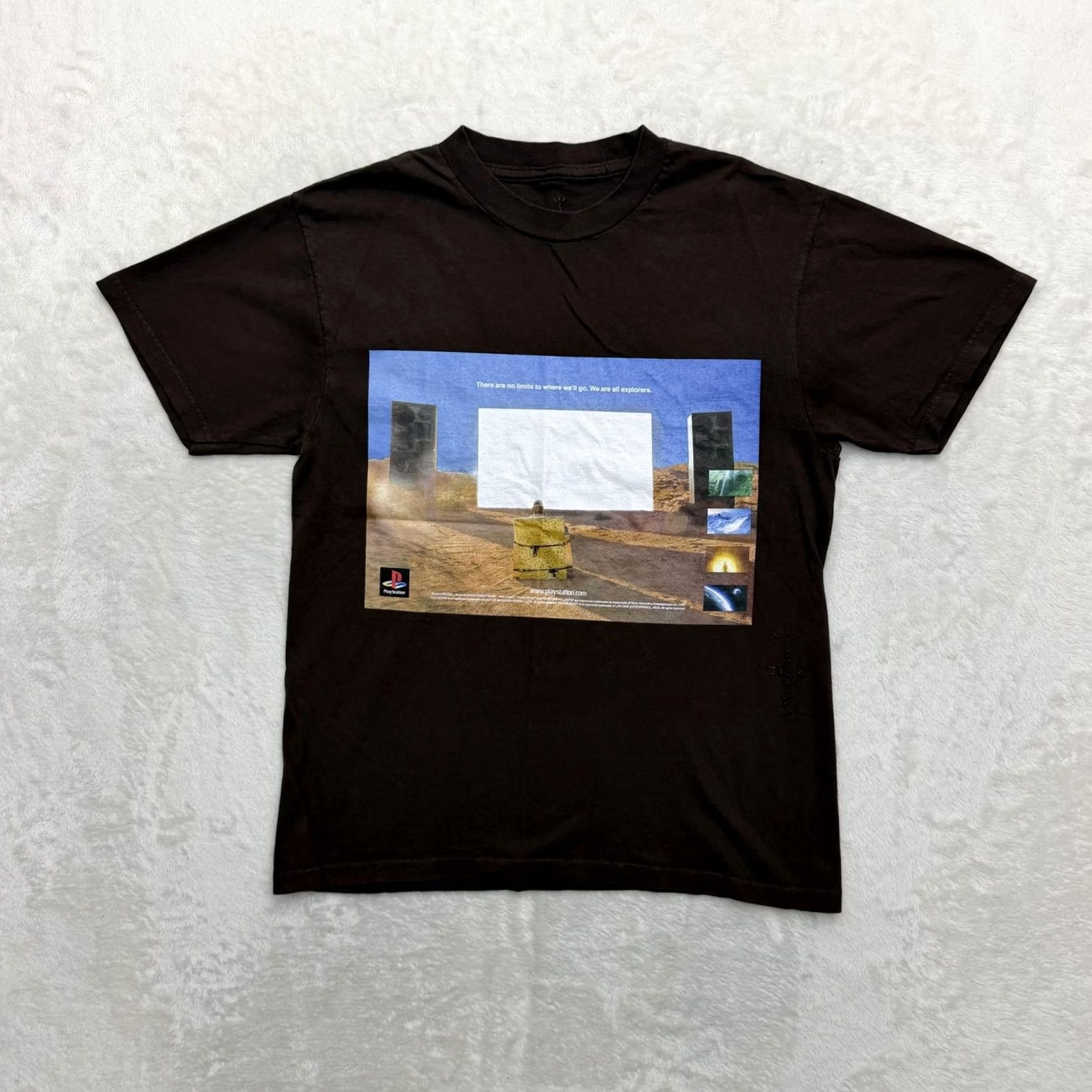 Travis Scott Cactus Jack PlayStation Shirt Mens S Brown Space Video Game Short Sleeve Crew Neck Logo Graphic Print Size US S / EU 44-46 / 1 - 2 Thumbnail