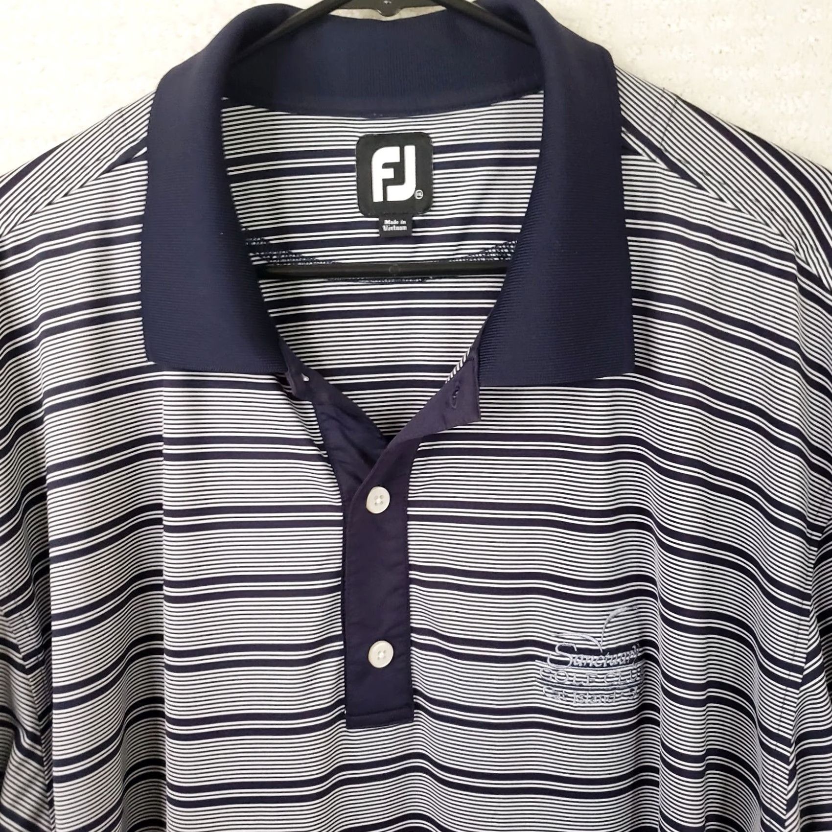 Footjoy FootJoy FJ Polo Shirt Navy Blue Gray Striped Short Sleeve 2XL Mens Golf Shirt Shirt Regular Fit Logo Lightweight Stretch Polo Size US XXL / EU 58 / 5 - 3 Thumbnail