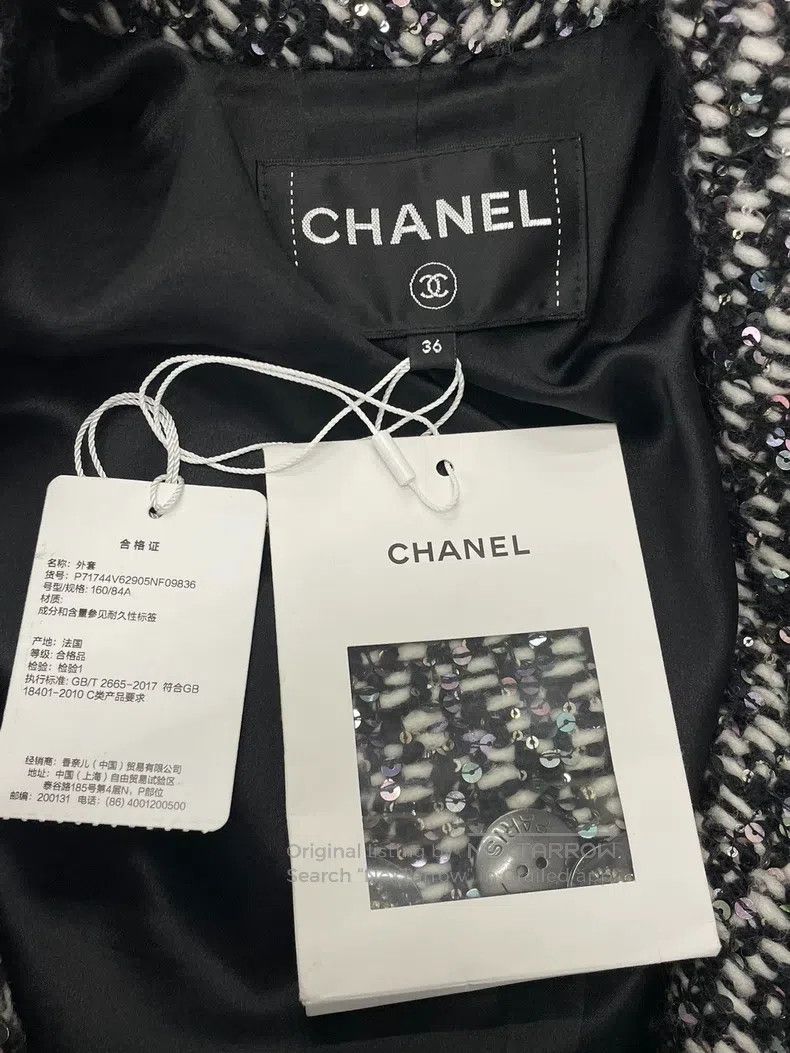 Chanel Chanel Black and white colour block sequin lapel double-br Size XS / US 0-2 / IT 36-38 - 4 Thumbnail