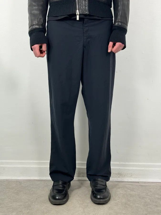 Prada 2000s Prada Navy Nylon Contrast Stripe Pants Size US 34 / EU 50 - 2 Thumbnail
