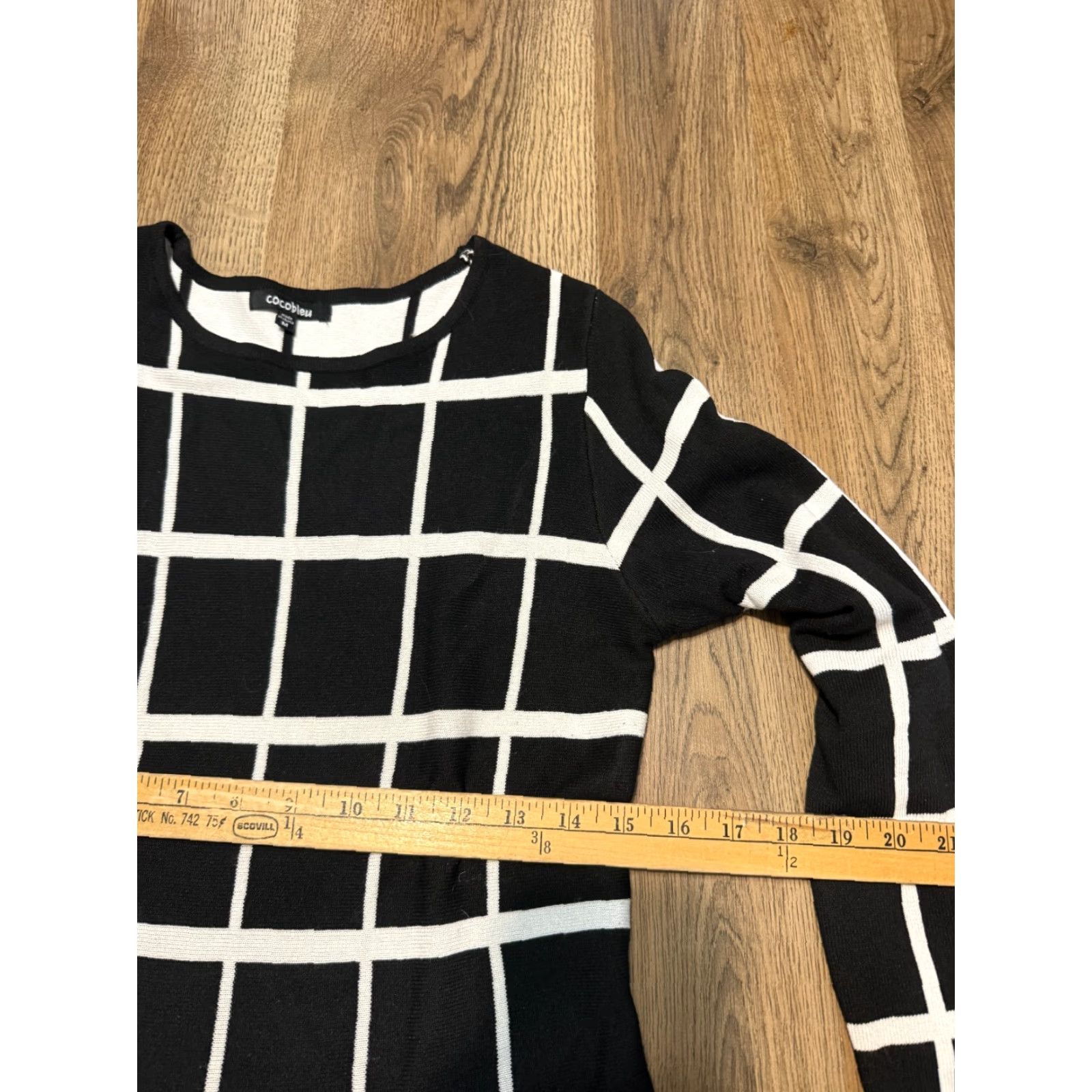 Vintage Cocobleu Dress Womens Size M Black White Checkered Long Sleeve Dress Size M / US 6-8 / IT 42-44 - 4 Thumbnail