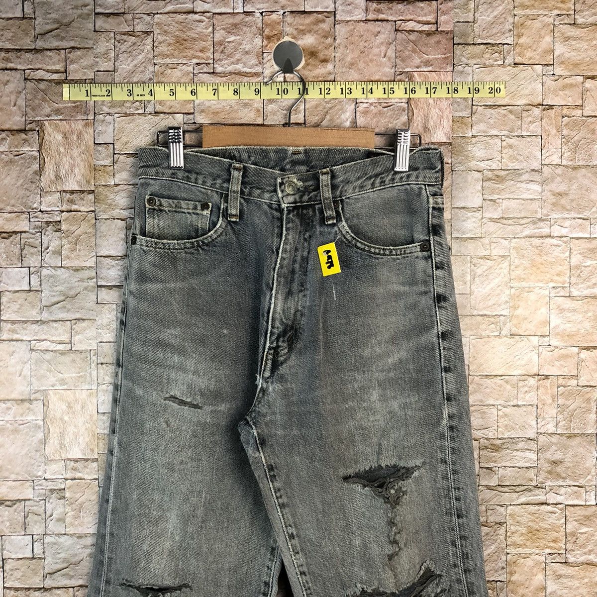Japanese Brand Bobson Black Distressed ripped Denim Pants #A978 Size US 28 / EU 44 - 4 Thumbnail