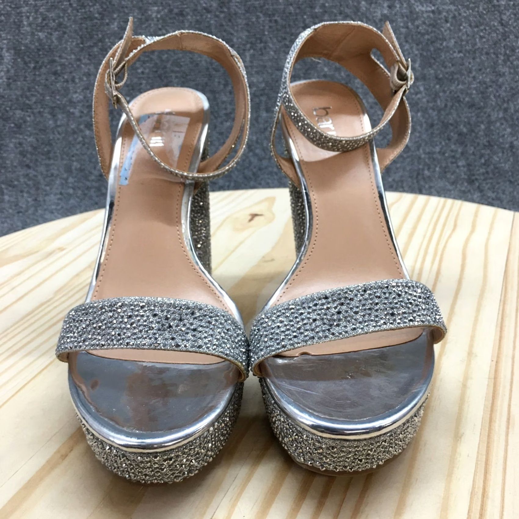 Bar III Bar III Heels Womens 8.5 M Ivy Platform Ankle Strap Silver Open Toe Block NEW Shoes Size US 9 / IT 39 - 4 Thumbnail