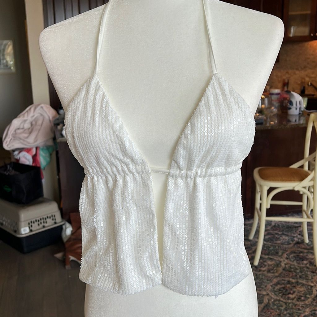 Other White Sequined Edikted halter top Size S / US 4 / IT 40 - 3 Thumbnail