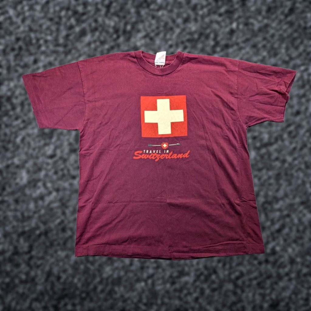 Vintage Vintage Travel in Switzerland Shirt Mens XL Red Size US XL / EU 56 / 4 - 1 Thumbnail