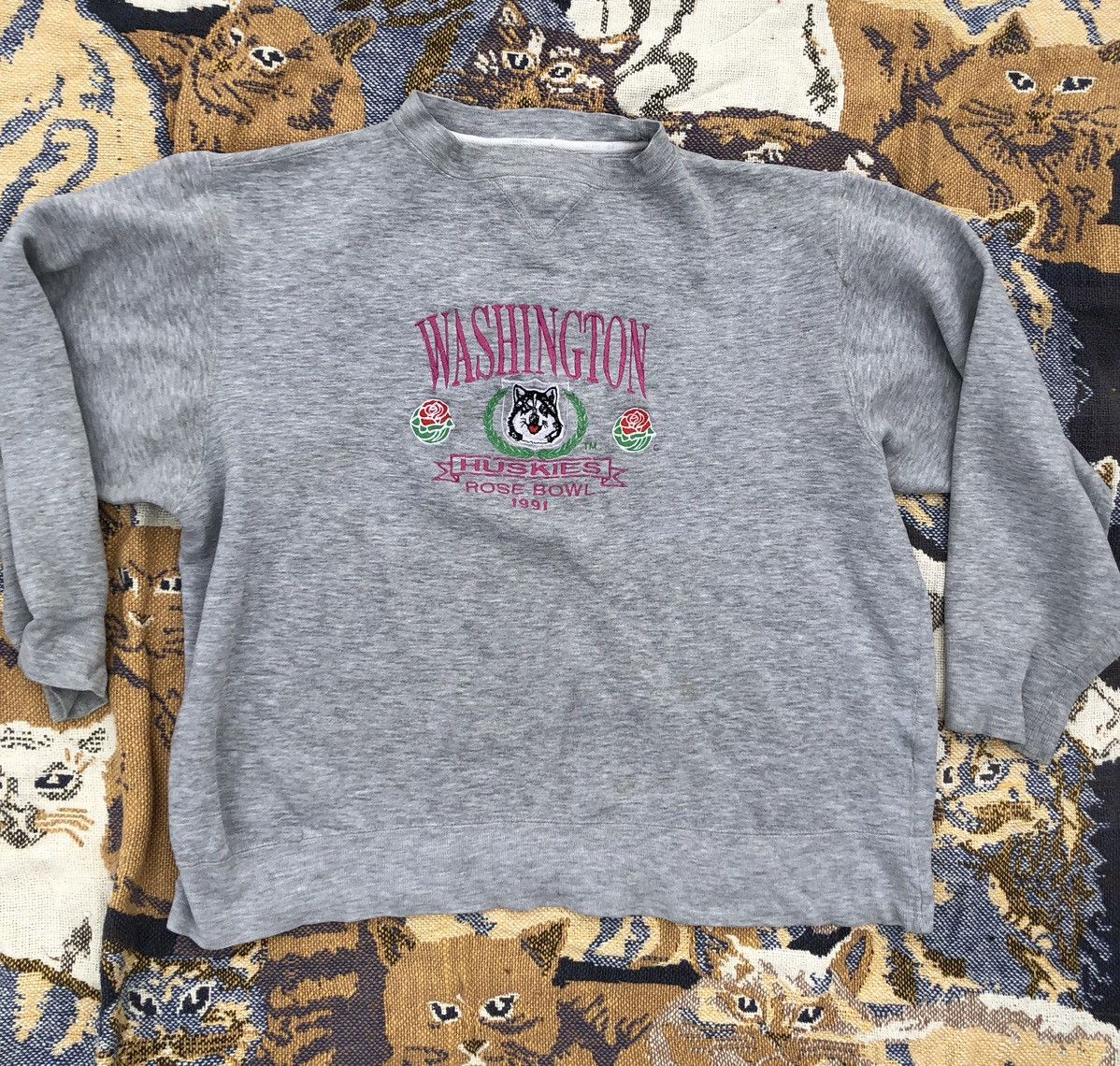 Logo 7 × Vintage Crazy Vintage 90s University Of Washington Huskies Rosebowl Size US XL / EU 56 / 4 - 1 Thumbnail
