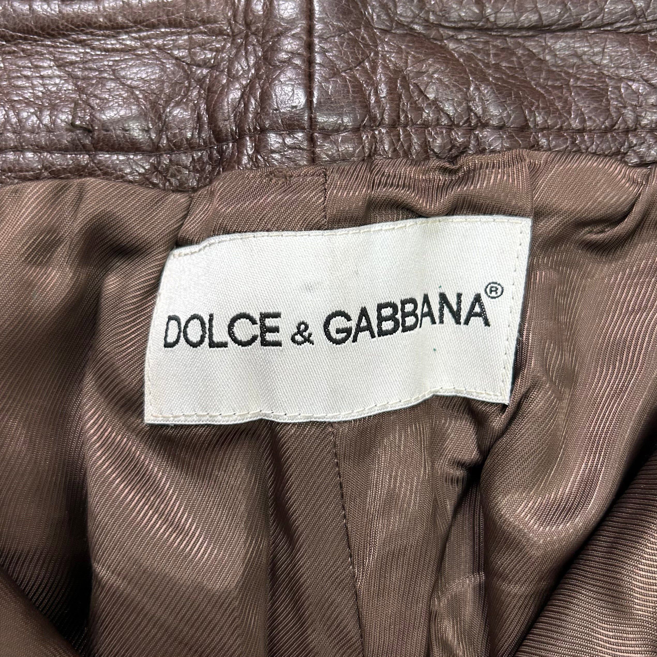 Dolce & Gabbana Dolce & Gabbana 90s Brown Leather Pants Size 26" / US 2 / IT 38 - 5 Thumbnail