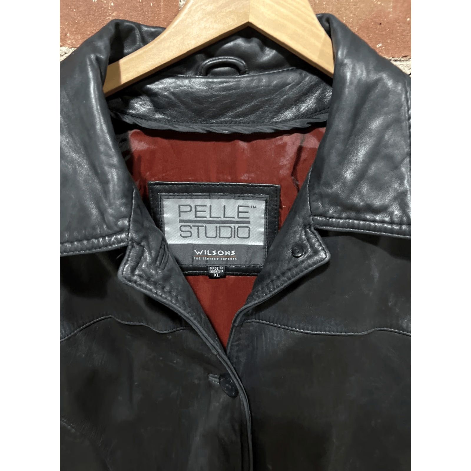Vintage VINTAGE Wilsons Leather Jacket Women’s Pelle Studio XL Black Mid Length Button Up Belted Lined Pockets 90s City Classic Overcoat Size XL / US 12-14 / IT 48-50 - 2 Thumbnail
