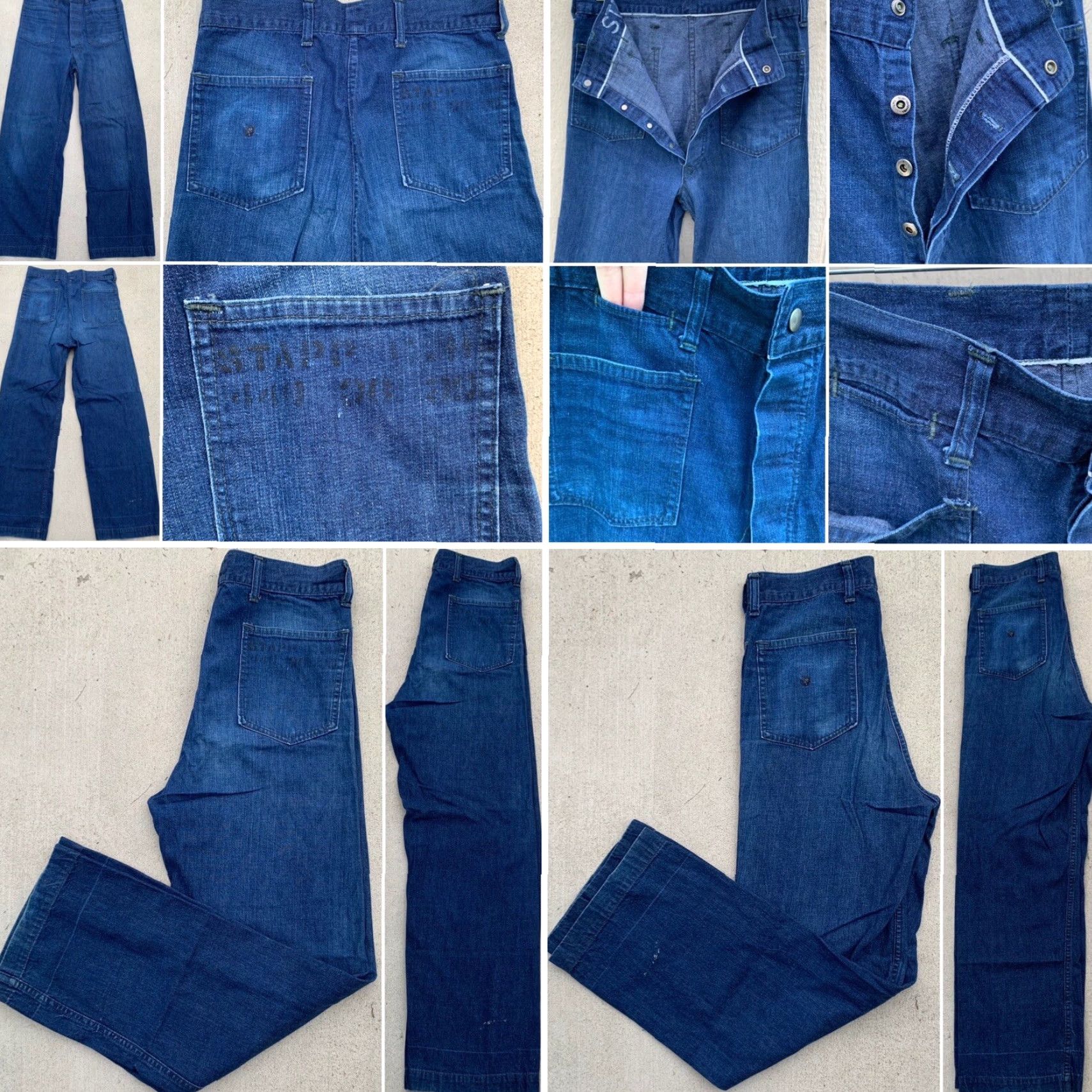 Denime VINTAGE US Navy jeans button fly selvedge denim sailor work chore 31 in waist Size US 31 - 5 Thumbnail