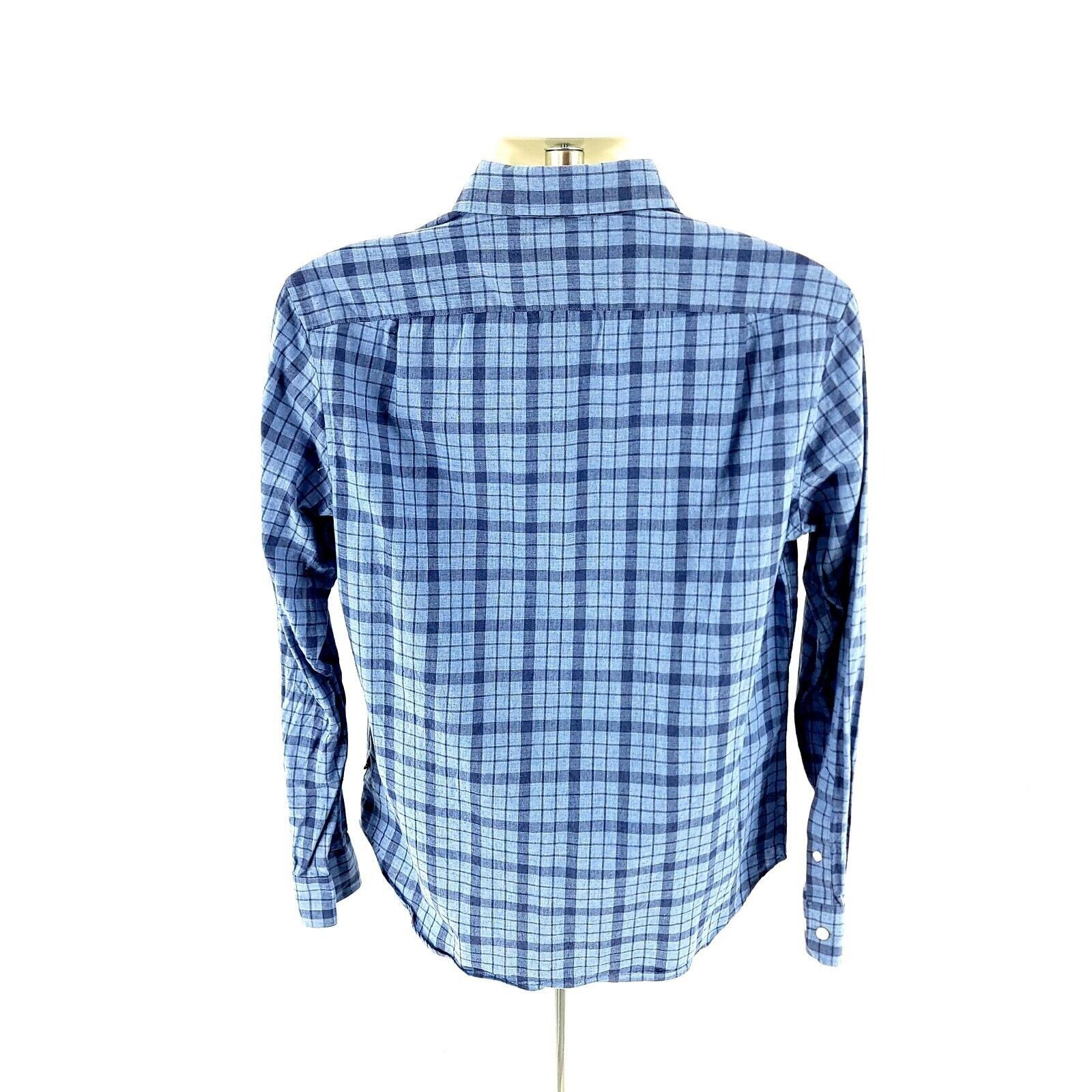 Nautica Nautica Classic Fit Medium Blue Plaid Pocket Front Cotton Bu Size US M / EU 48-50 / 2 - 7 Thumbnail