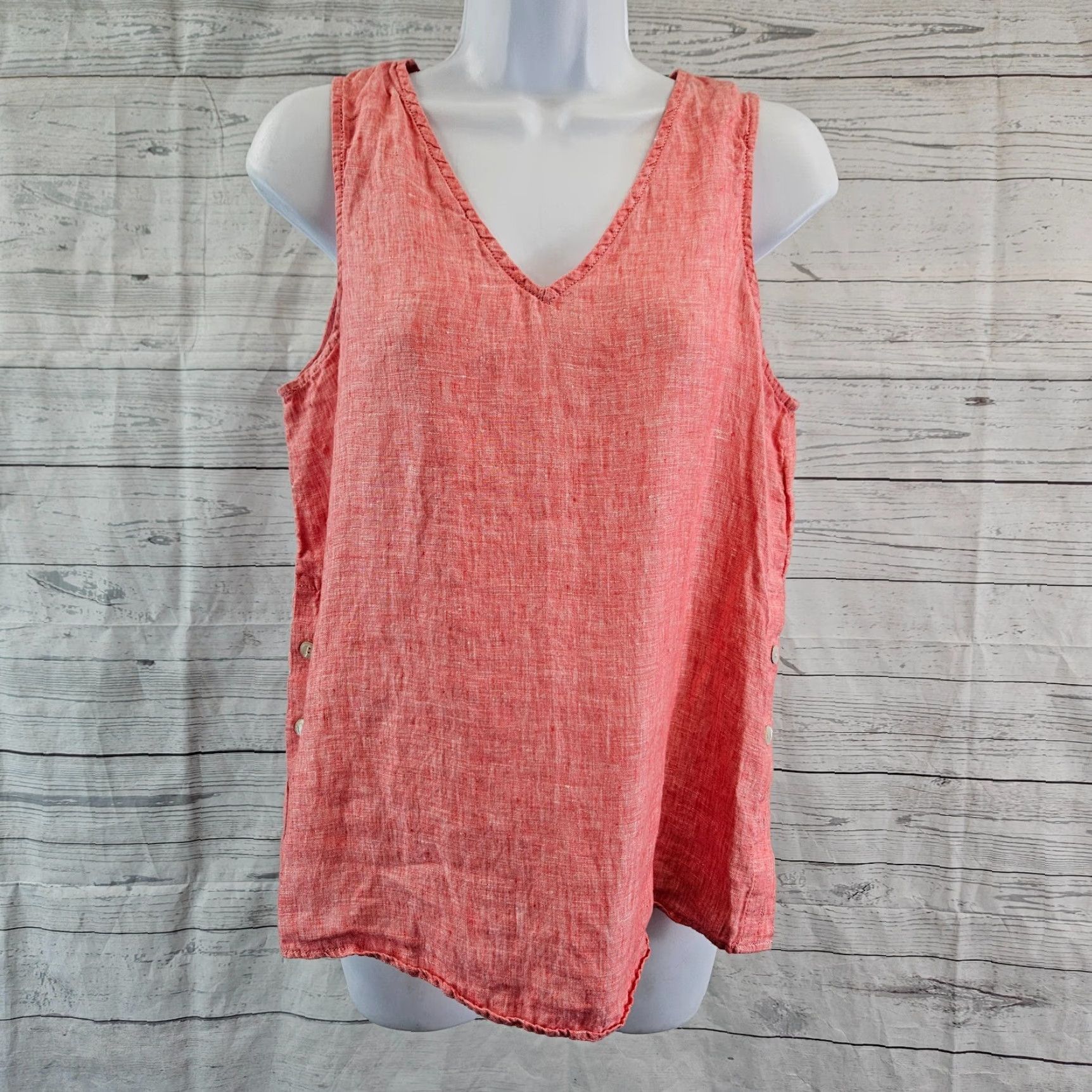 Isaac Mizrahi VINTAGE Isaac Mizrahi New York Womens Linen Tank Top Sz Medium Red V-Neck Size M / US 6-8 / IT 42-44 - 2 Thumbnail