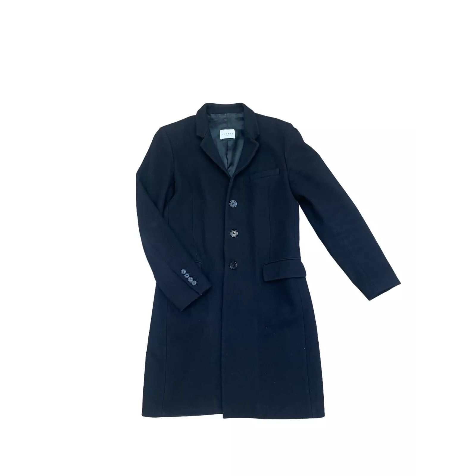 Sandro Black Wool Coat Size US S / EU 44-46 / 1 - 1 Thumbnail